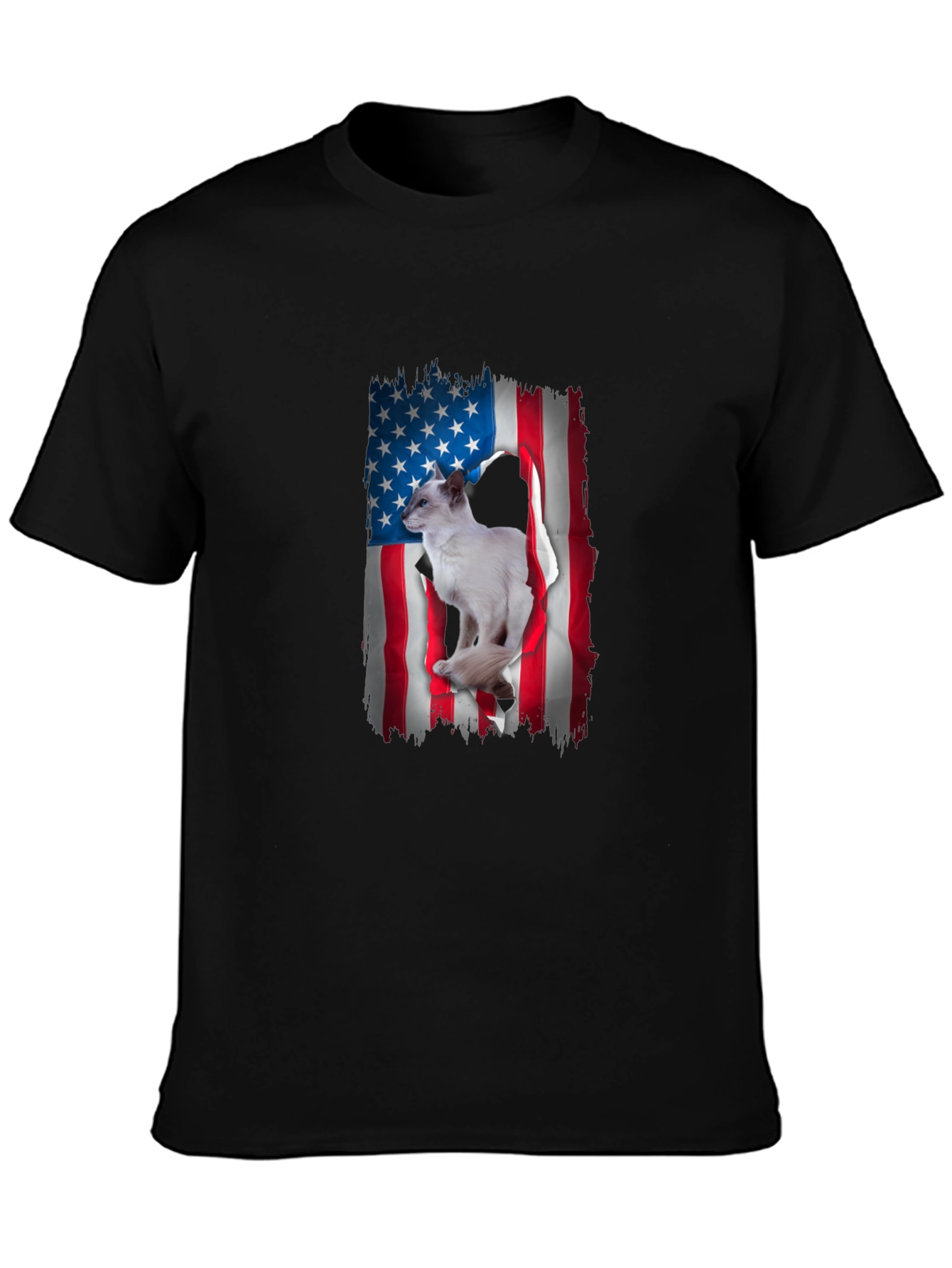 Patriotic Cat American Flag T-Shirt