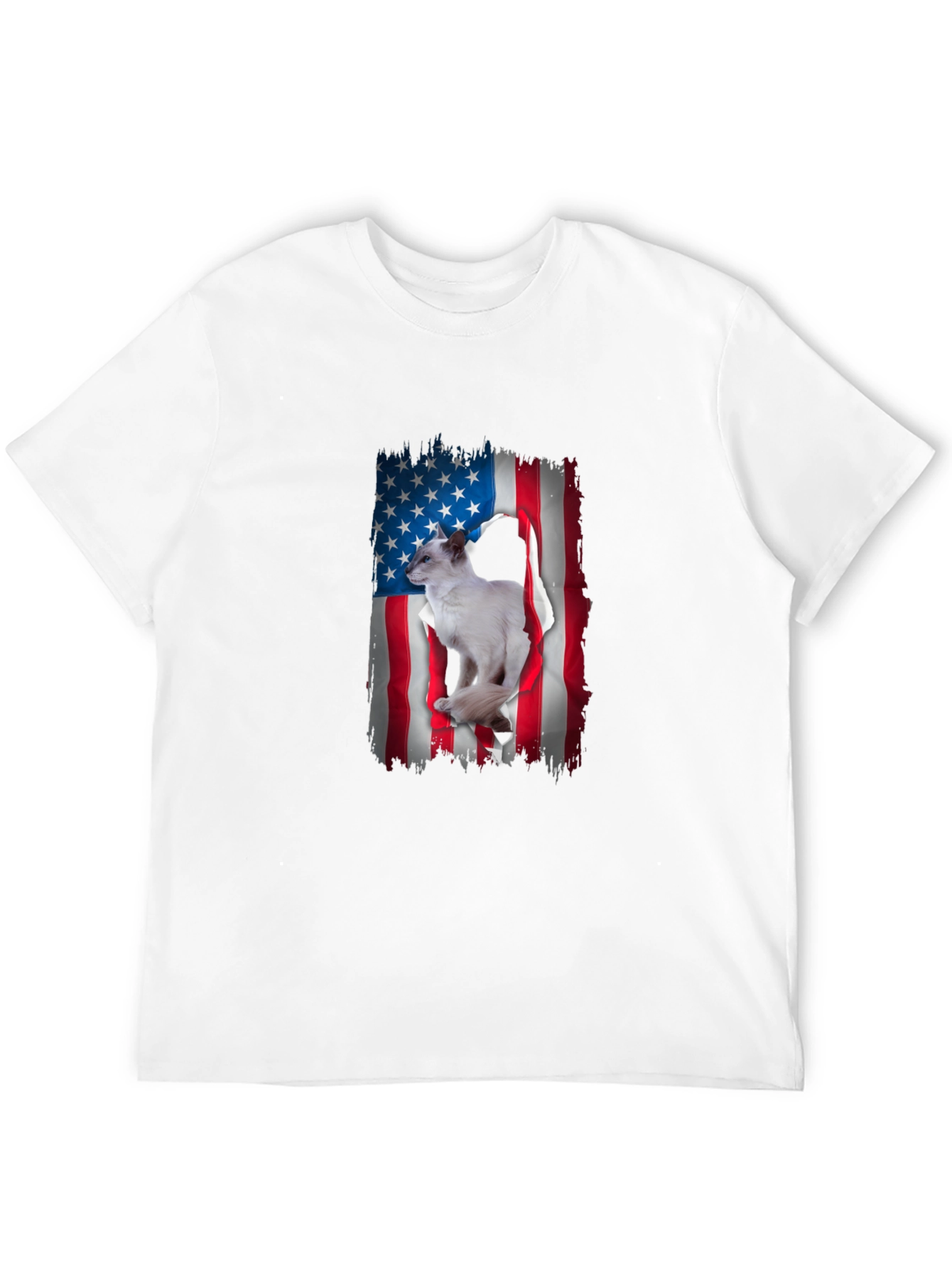 Patriotic Cat American Flag T-Shirt