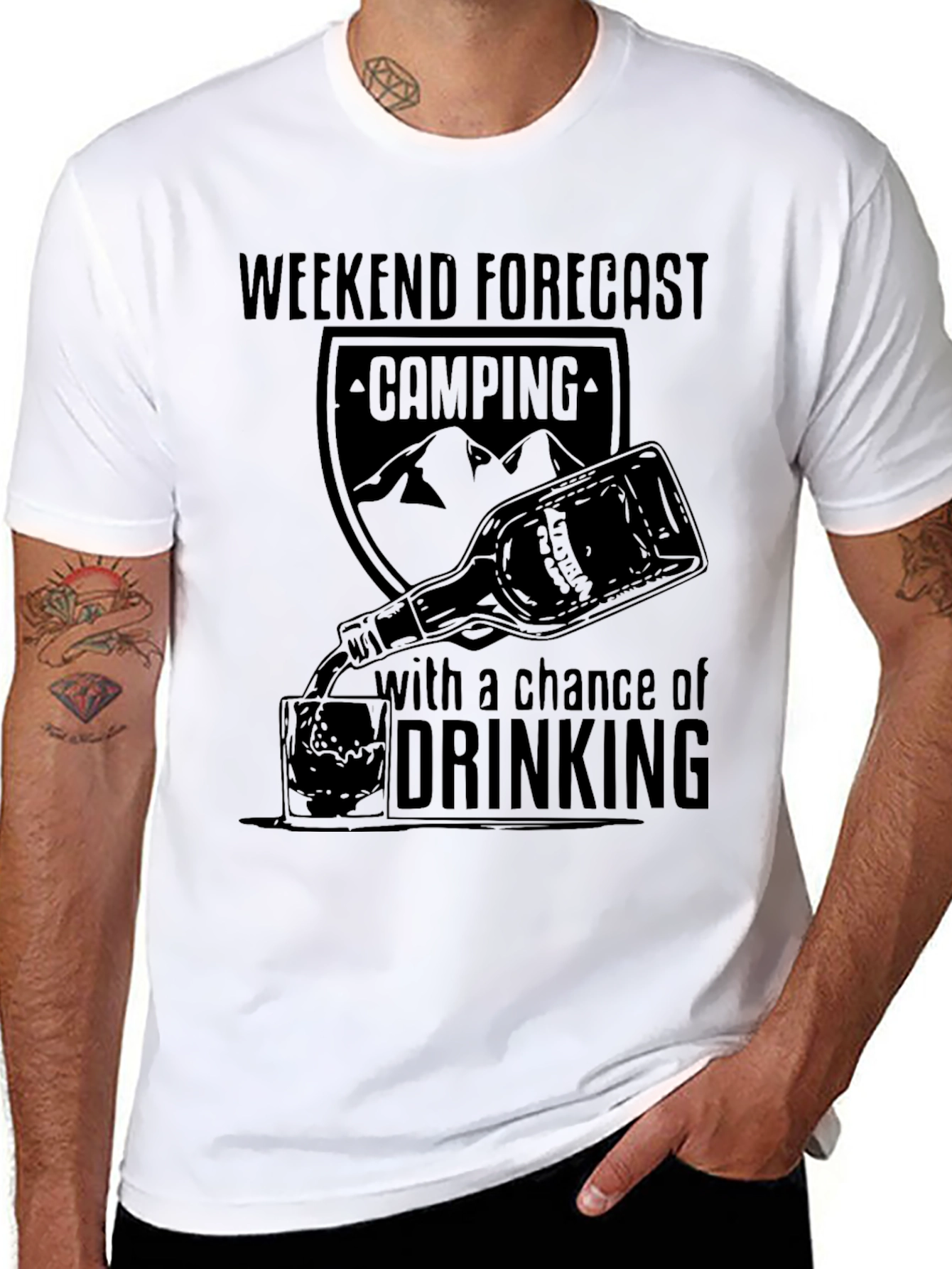 Camping and Drinking Weekend Forecast T-Shirt