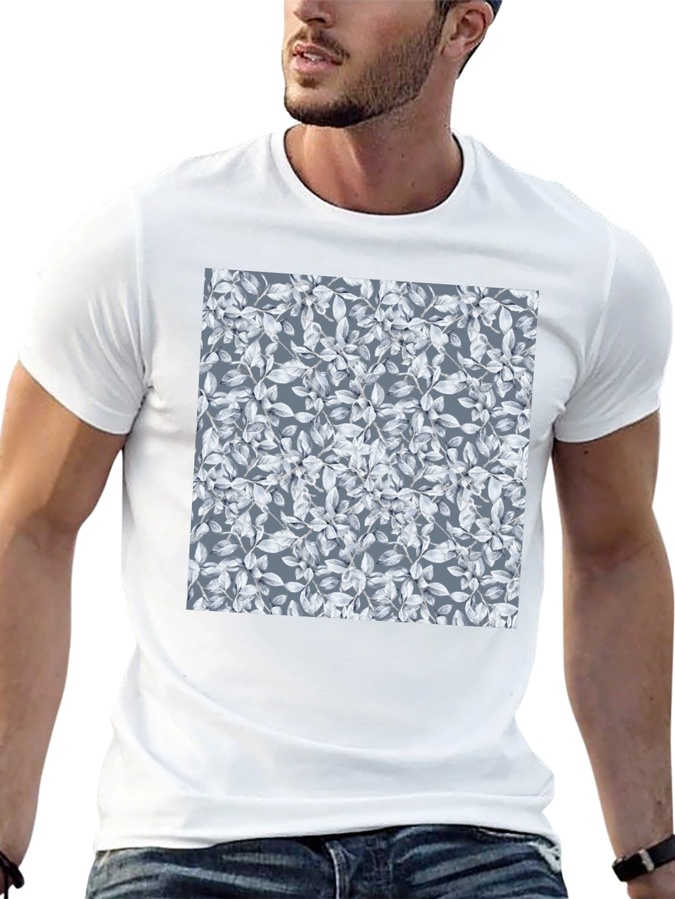 Leaf Pattern T-Shirt - Stylish Casual Wear