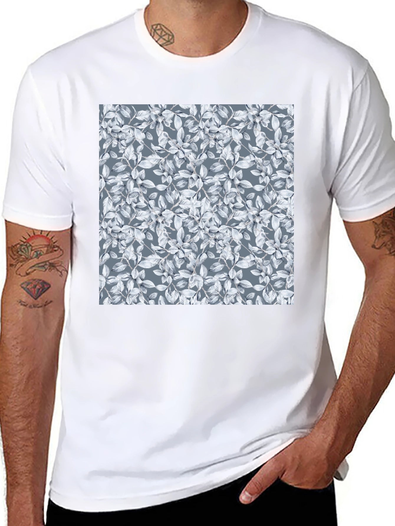 Leaf Pattern T-Shirt - Stylish Casual Wear