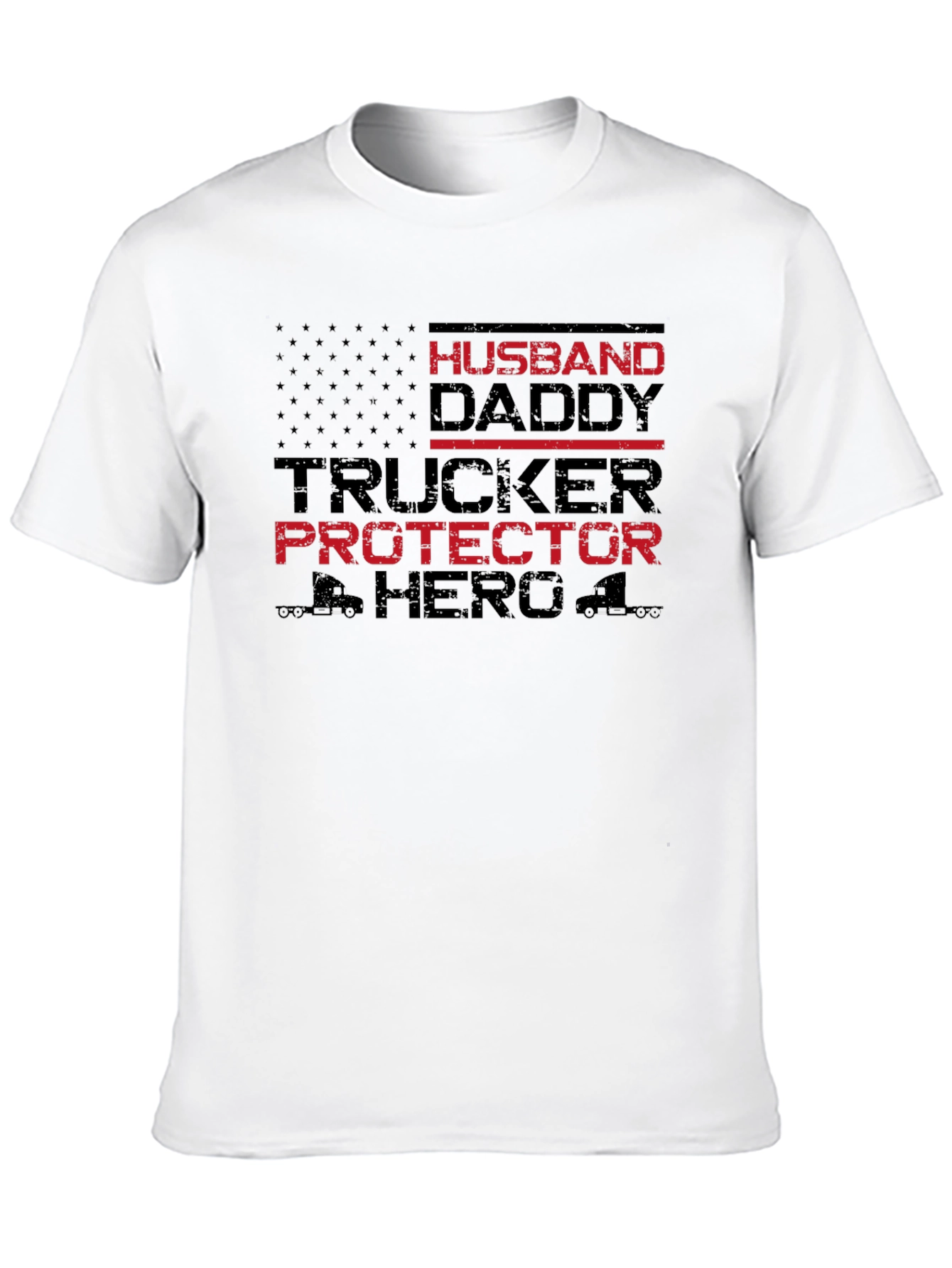 Husband Daddy Trucker Hero Black T-Shirt