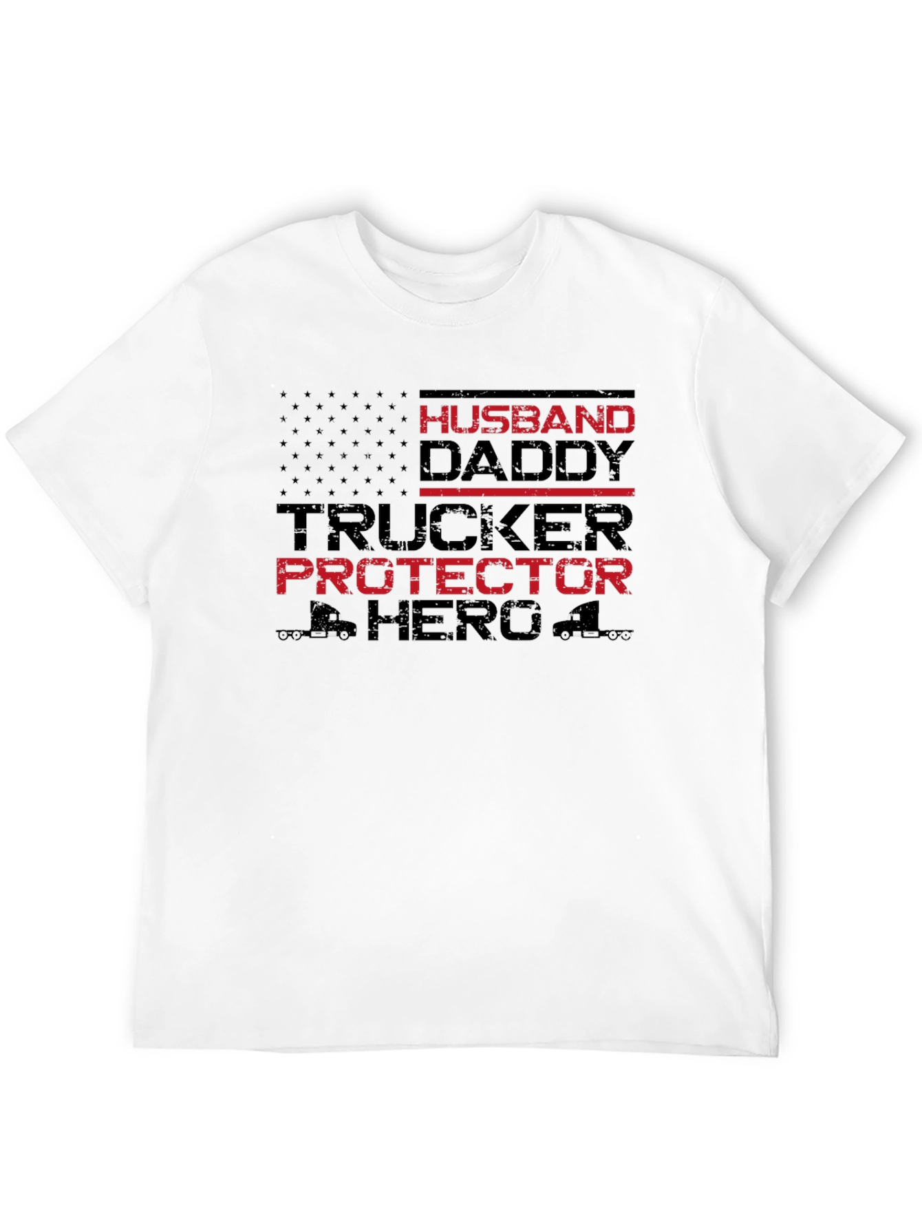 Husband Daddy Trucker Hero Black T-Shirt