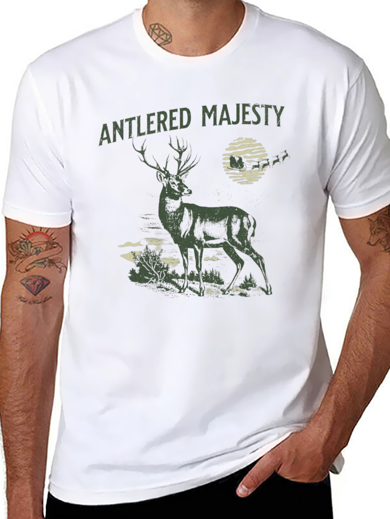 Antlered Majesty Graphic Tee - Black Cotton T-Shirt