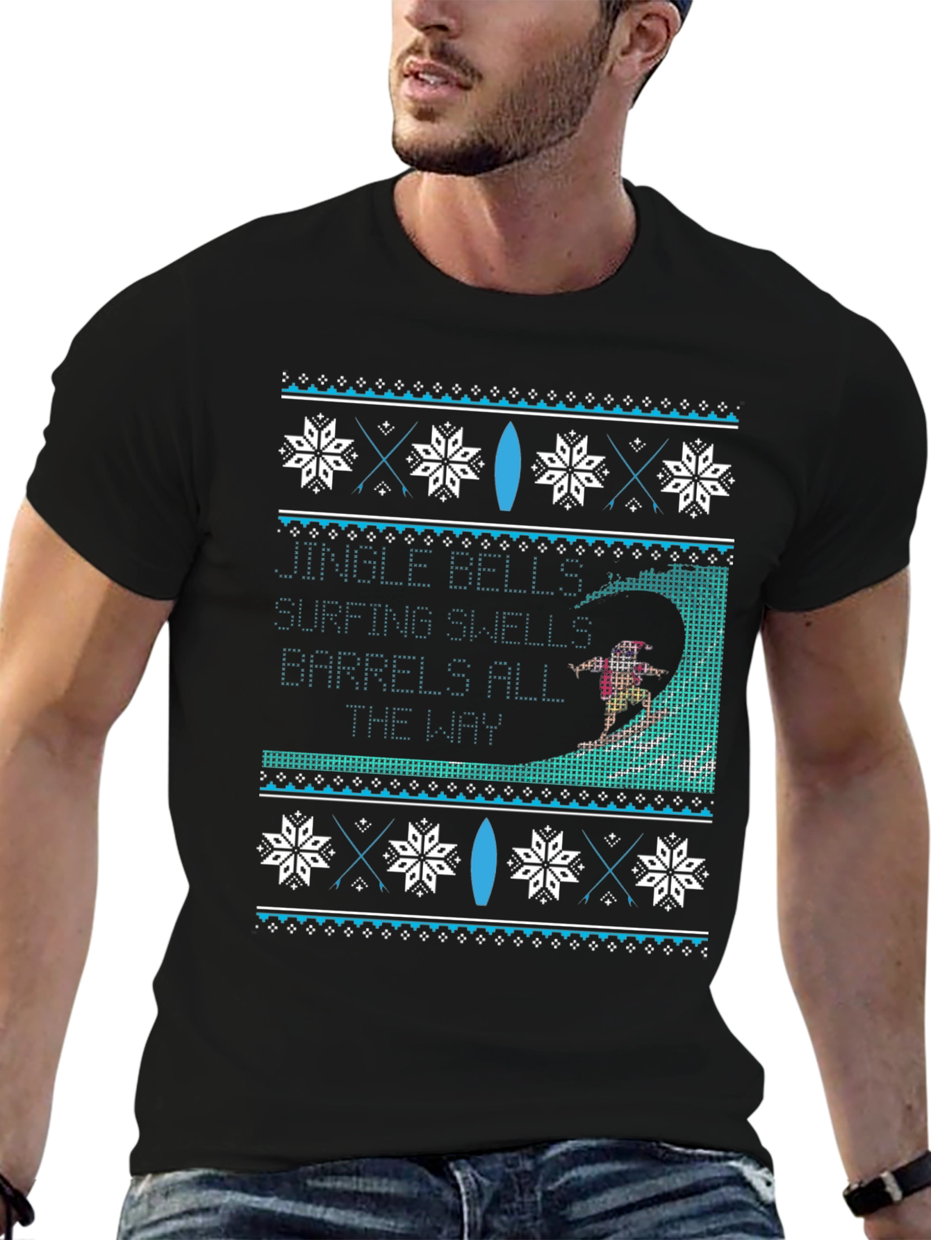 Surfing Christmas Ugly T-Shirt