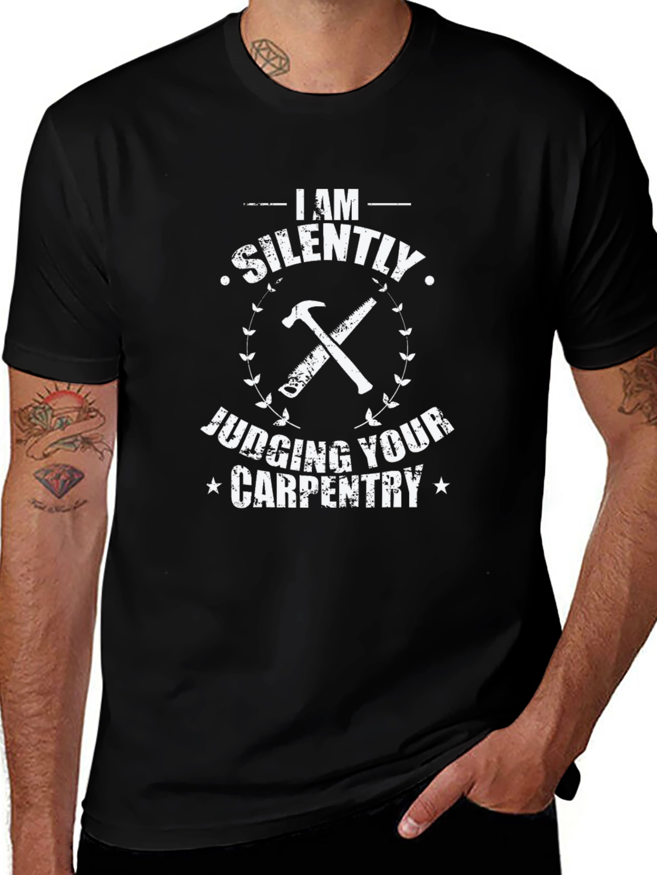 Silently Judging Your Carpentry Black T-Shirt
