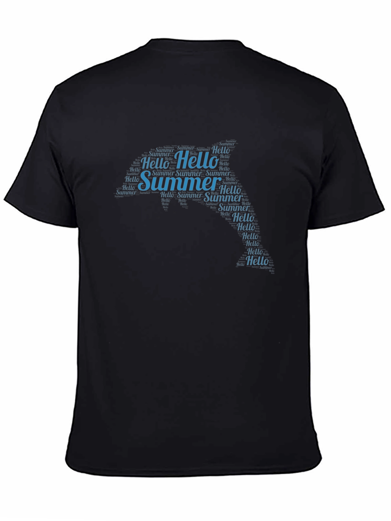 Summer Hello Word Art Black T-Shirt