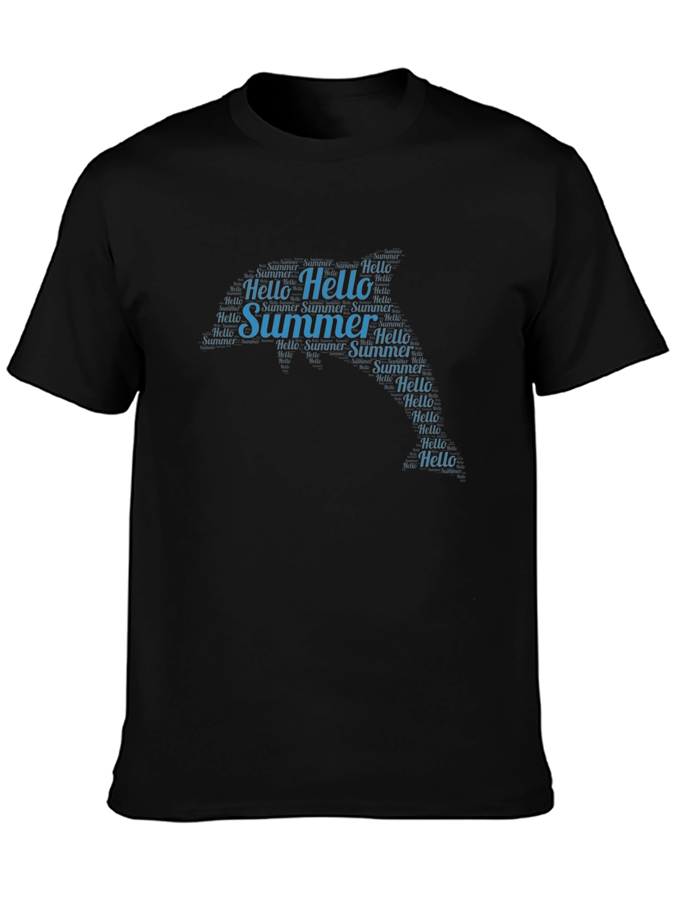 Summer Hello Word Art Black T-Shirt