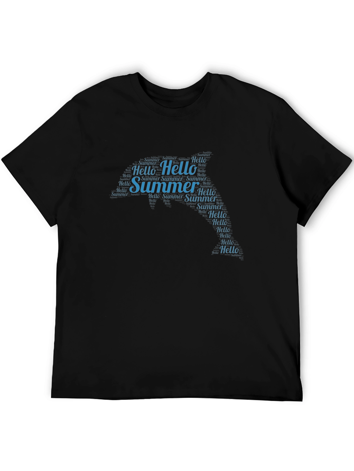 Summer Hello Word Art Black T-Shirt