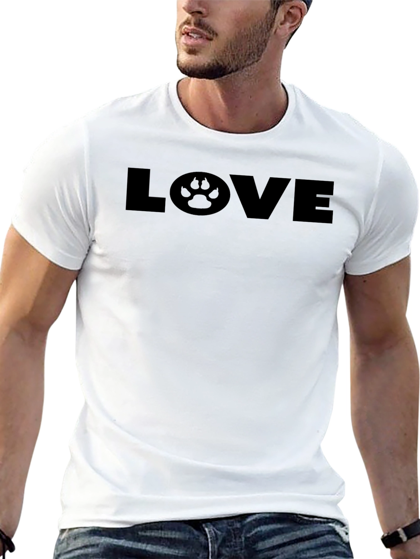 LOVE Paw Print Mens Black Graphic Tee