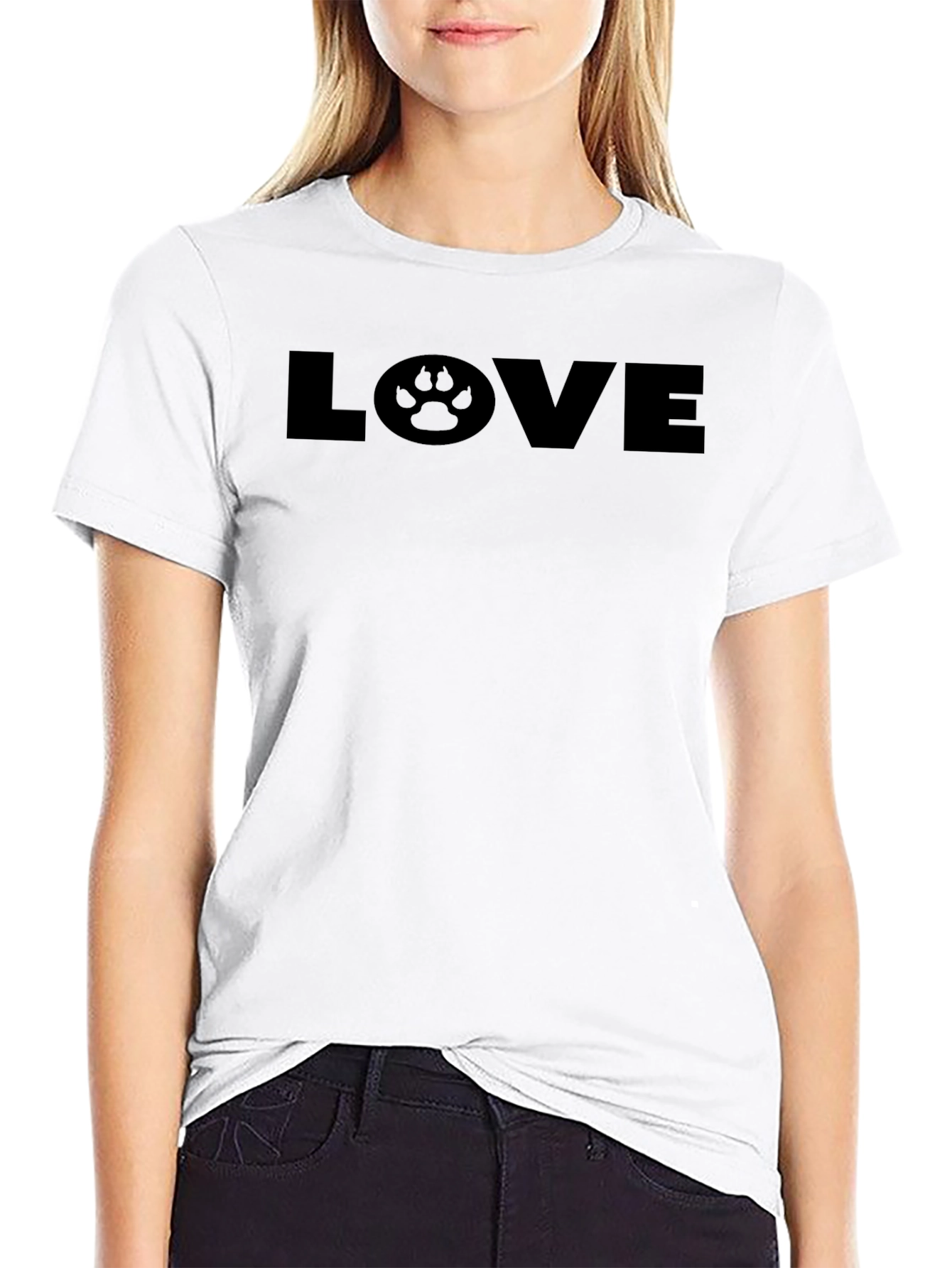 LOVE Paw Print Mens Black Graphic Tee