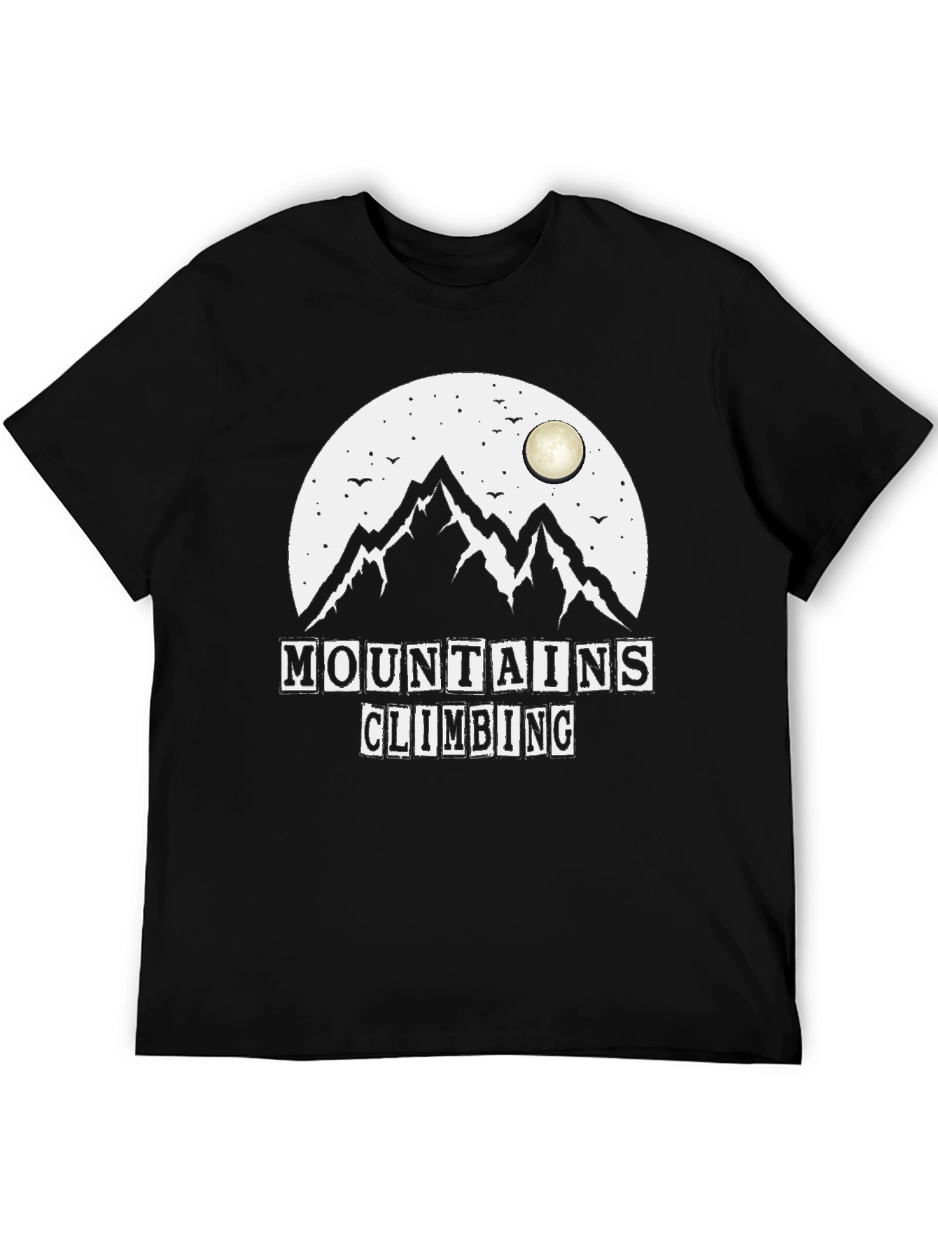 Mountains Climbing Black Graphic T-Shirt