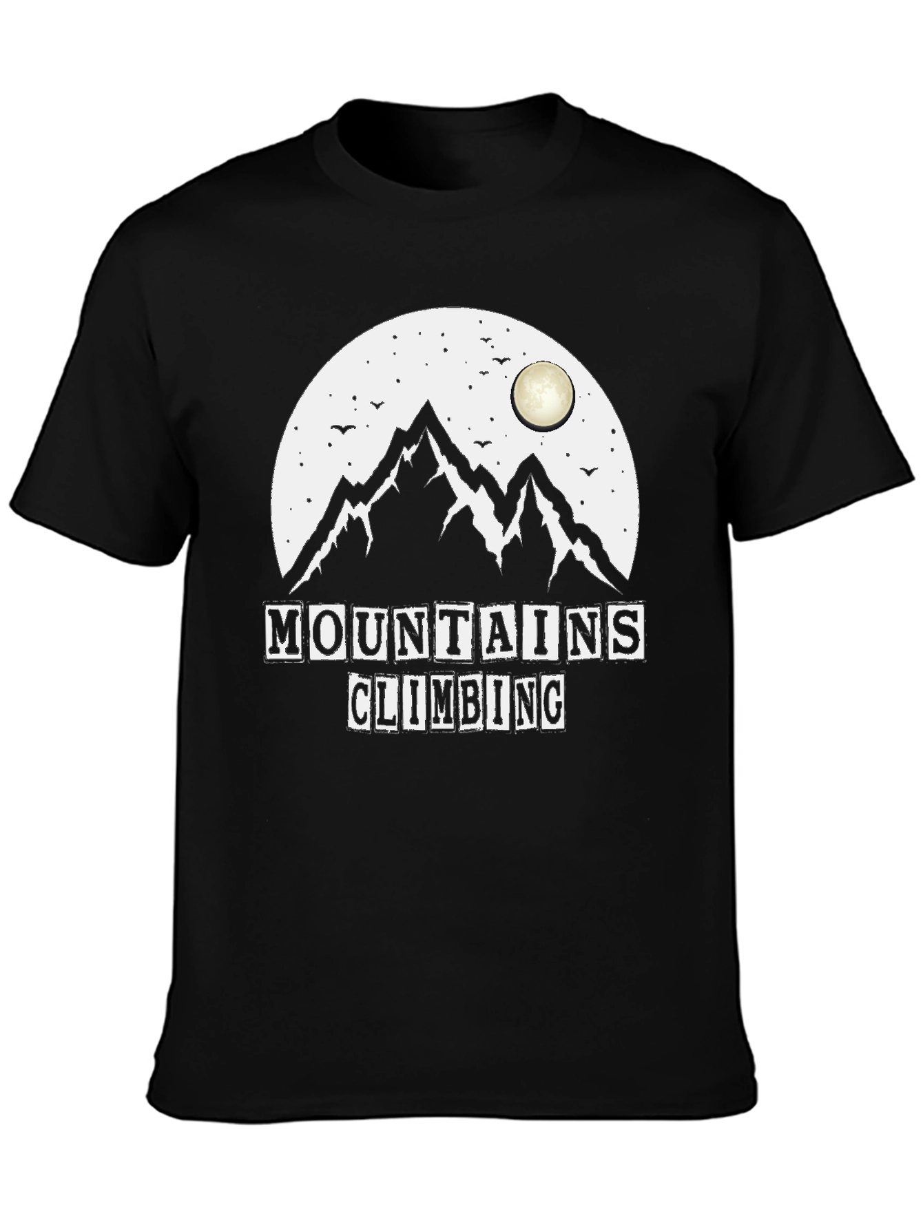 Mountains Climbing Black Graphic T-Shirt