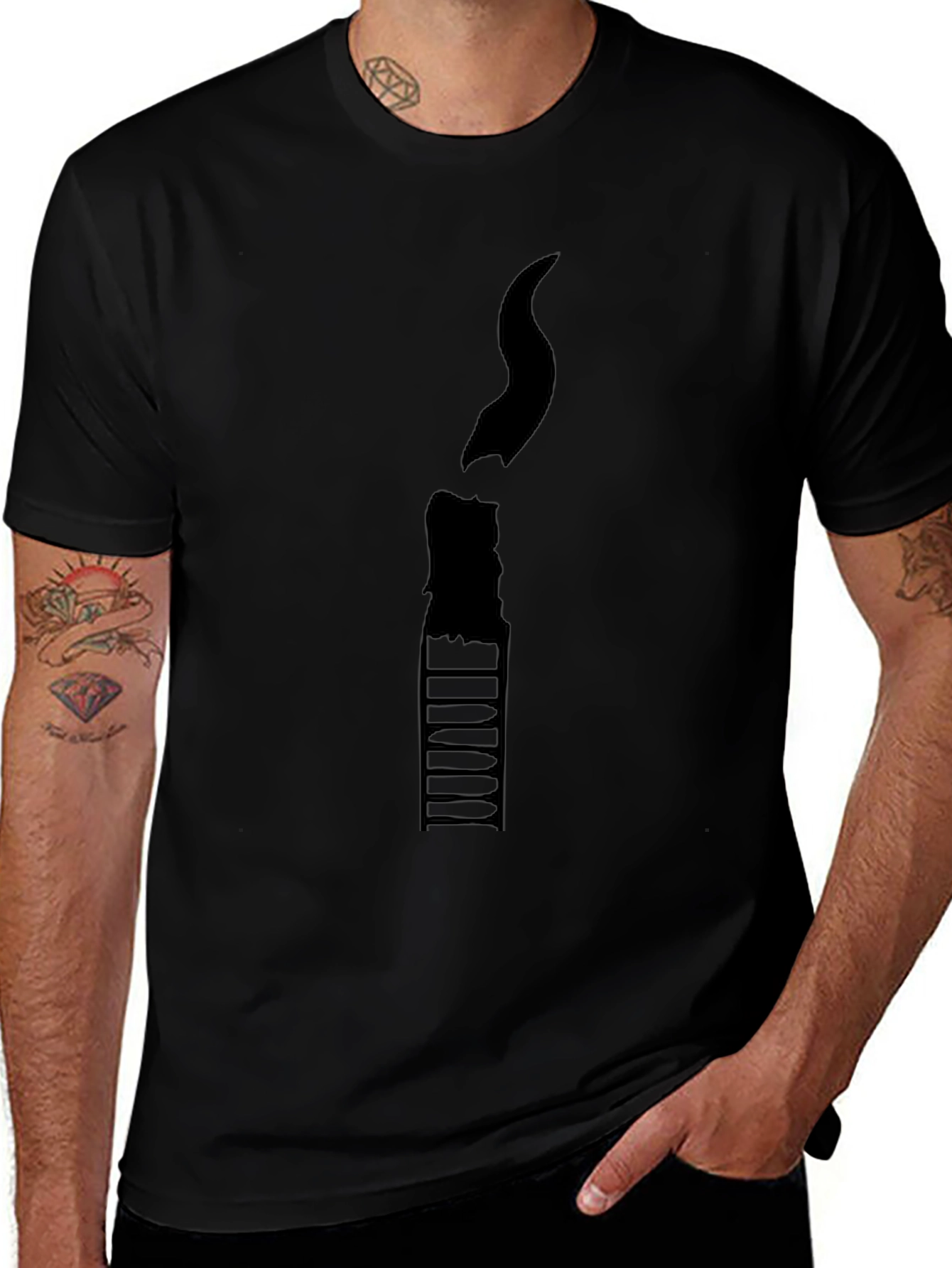 Candle Design Black T-Shirt