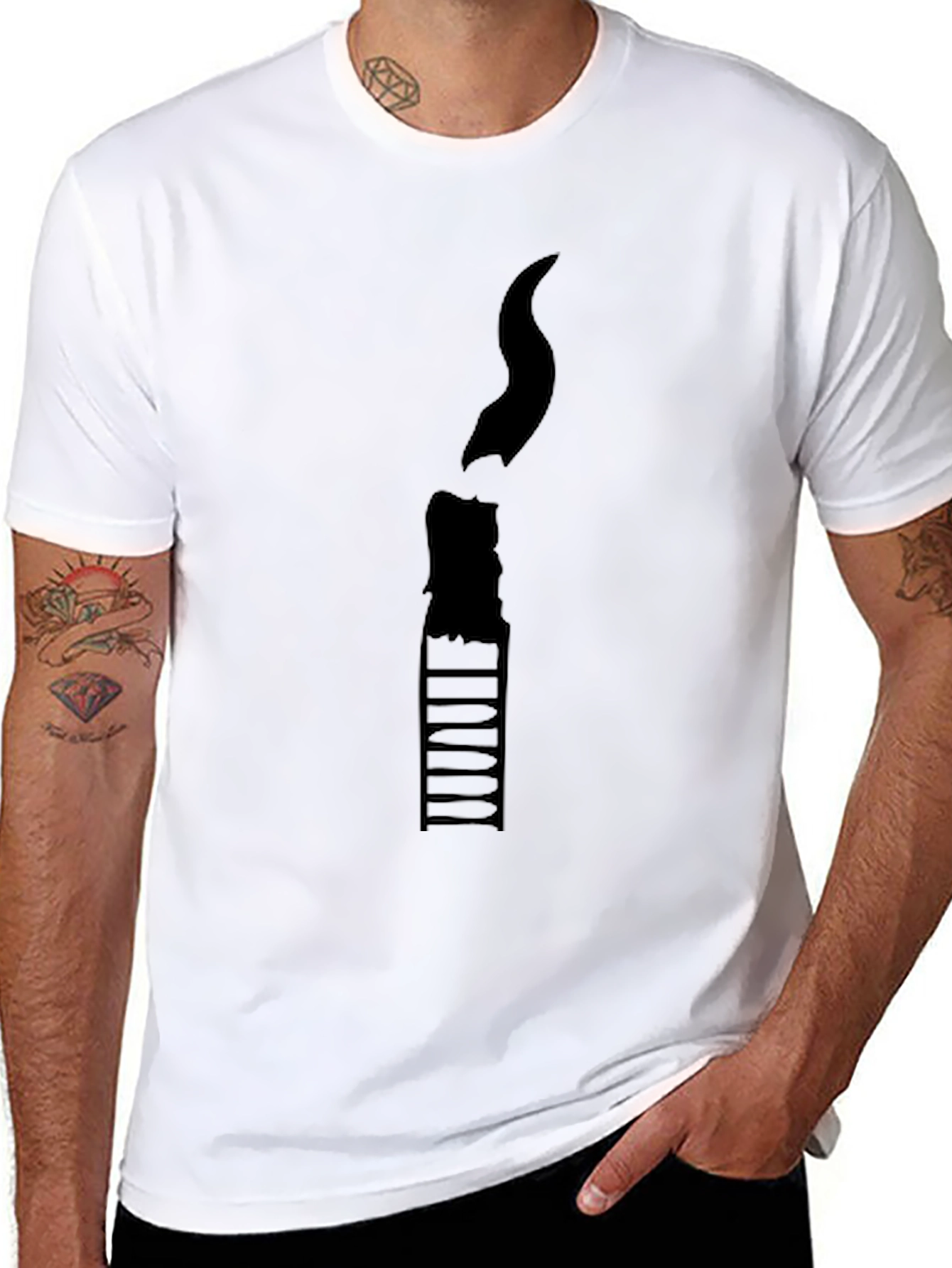 Candle Design Black T-Shirt