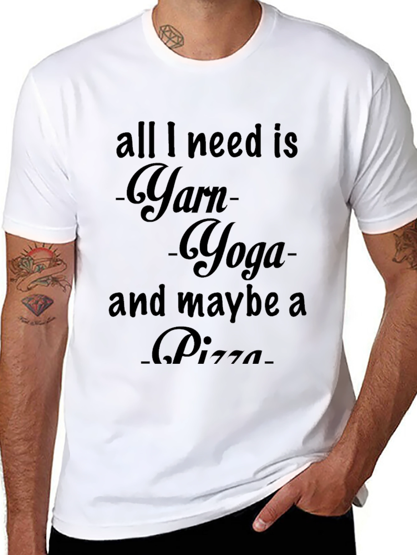 Yarn Yoga Pizza T-Shirt Knitters Tee
