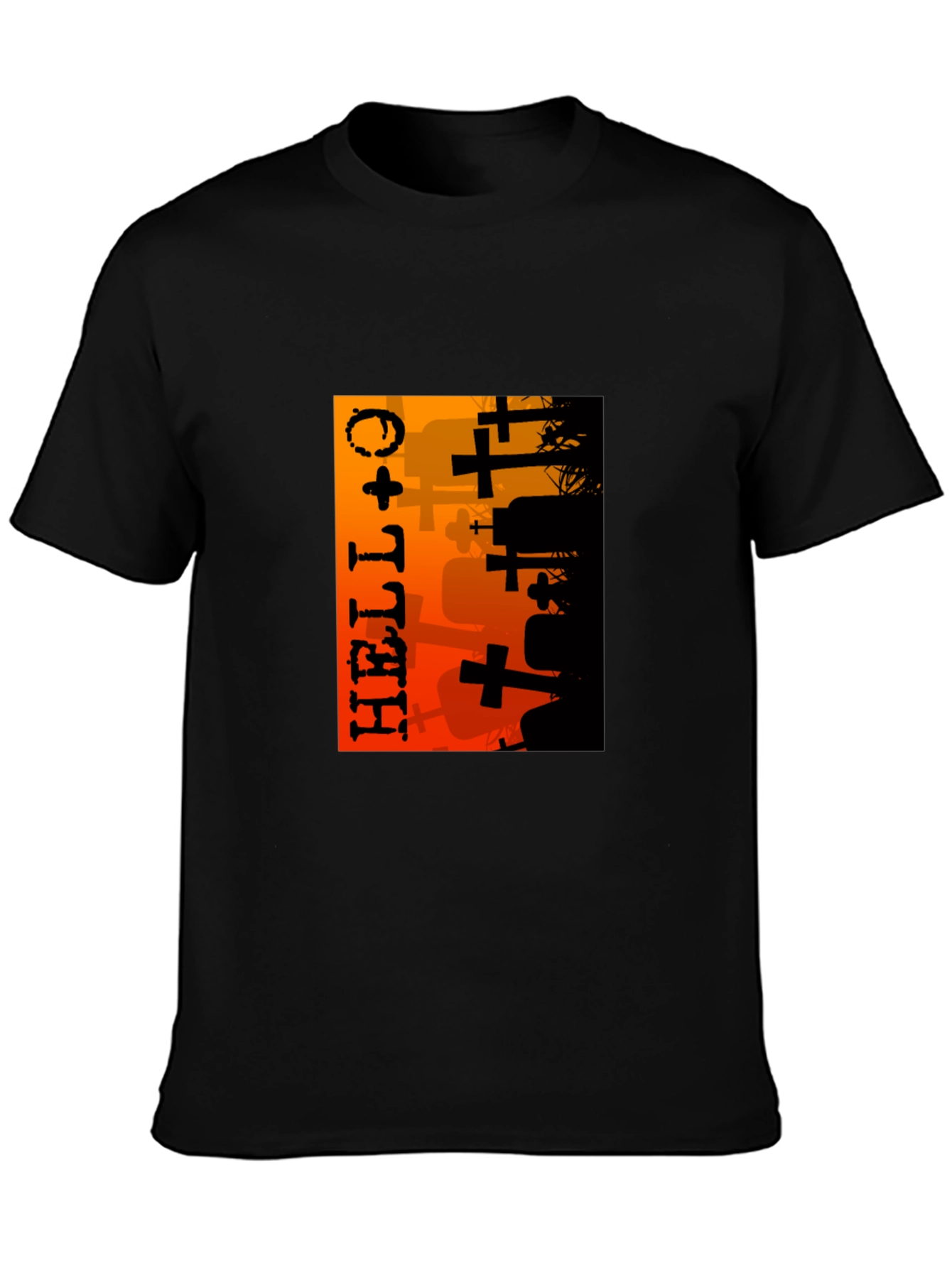Halloween Graveyard Graphic T-Shirt - Black