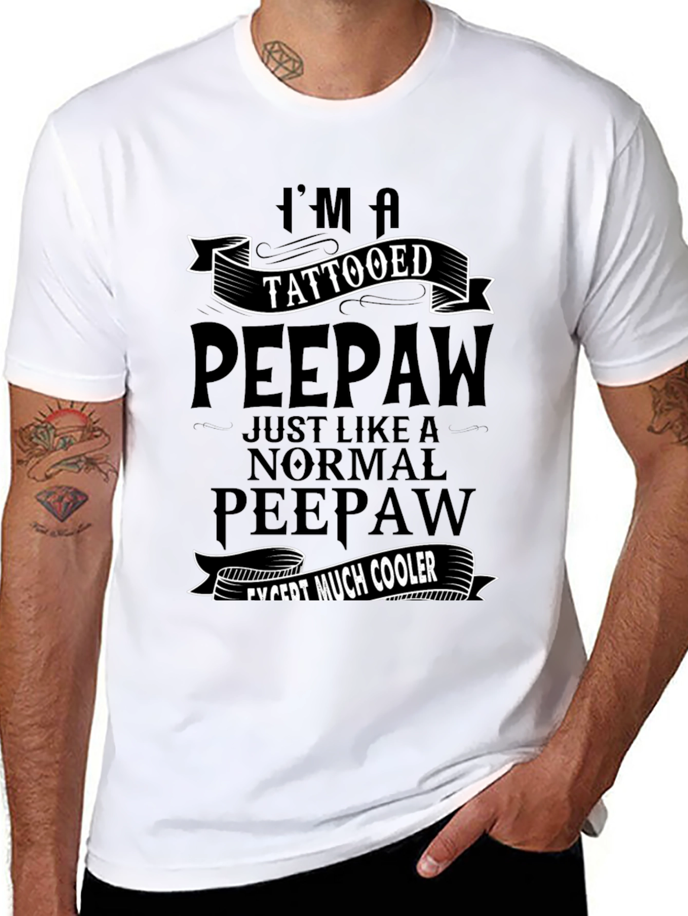 Tattooed Peepaw Graphic Tee - Cool Grandpa T-Shirt