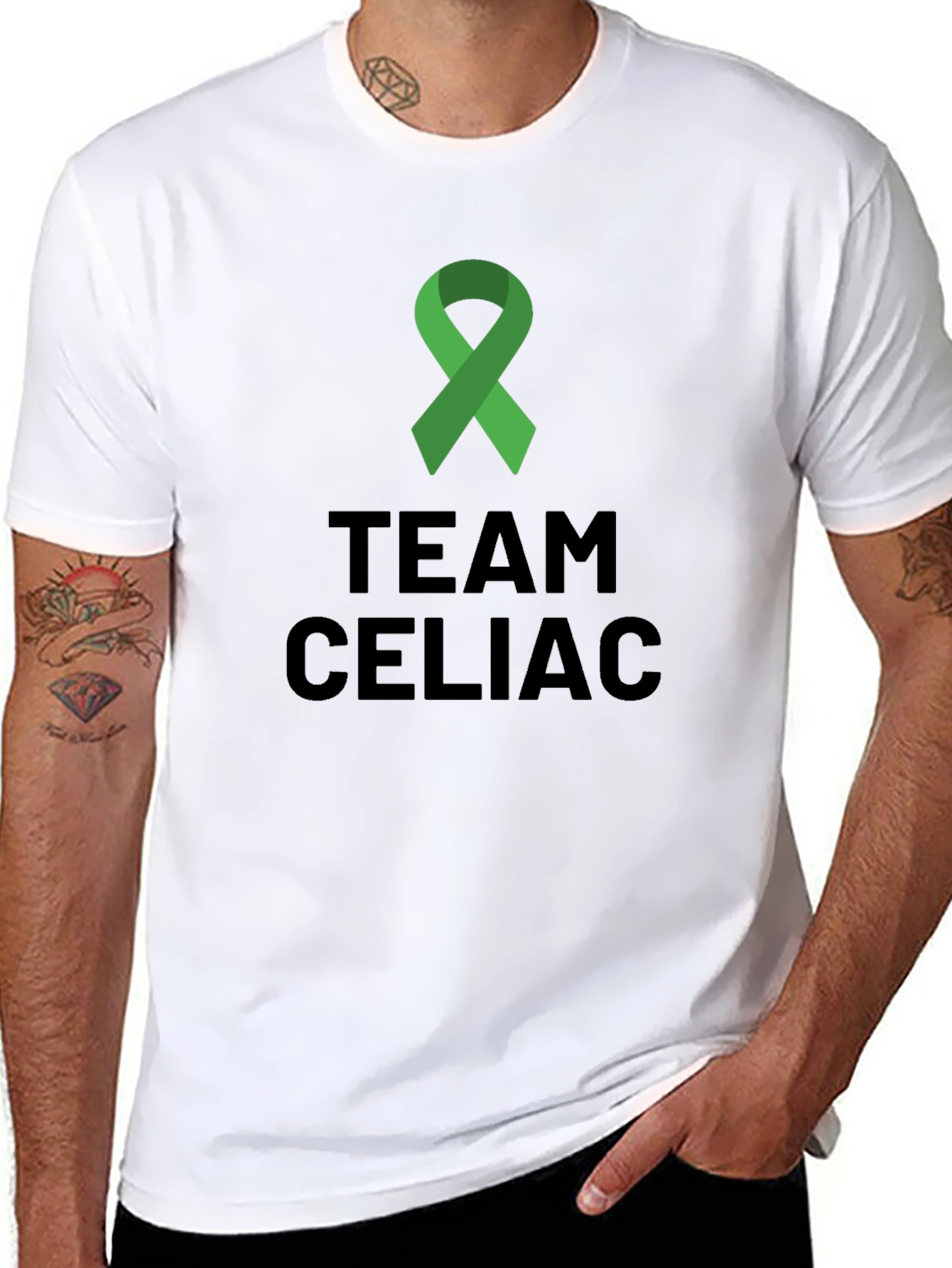 Team Celiac Awareness T-Shirt - Green Ribbon