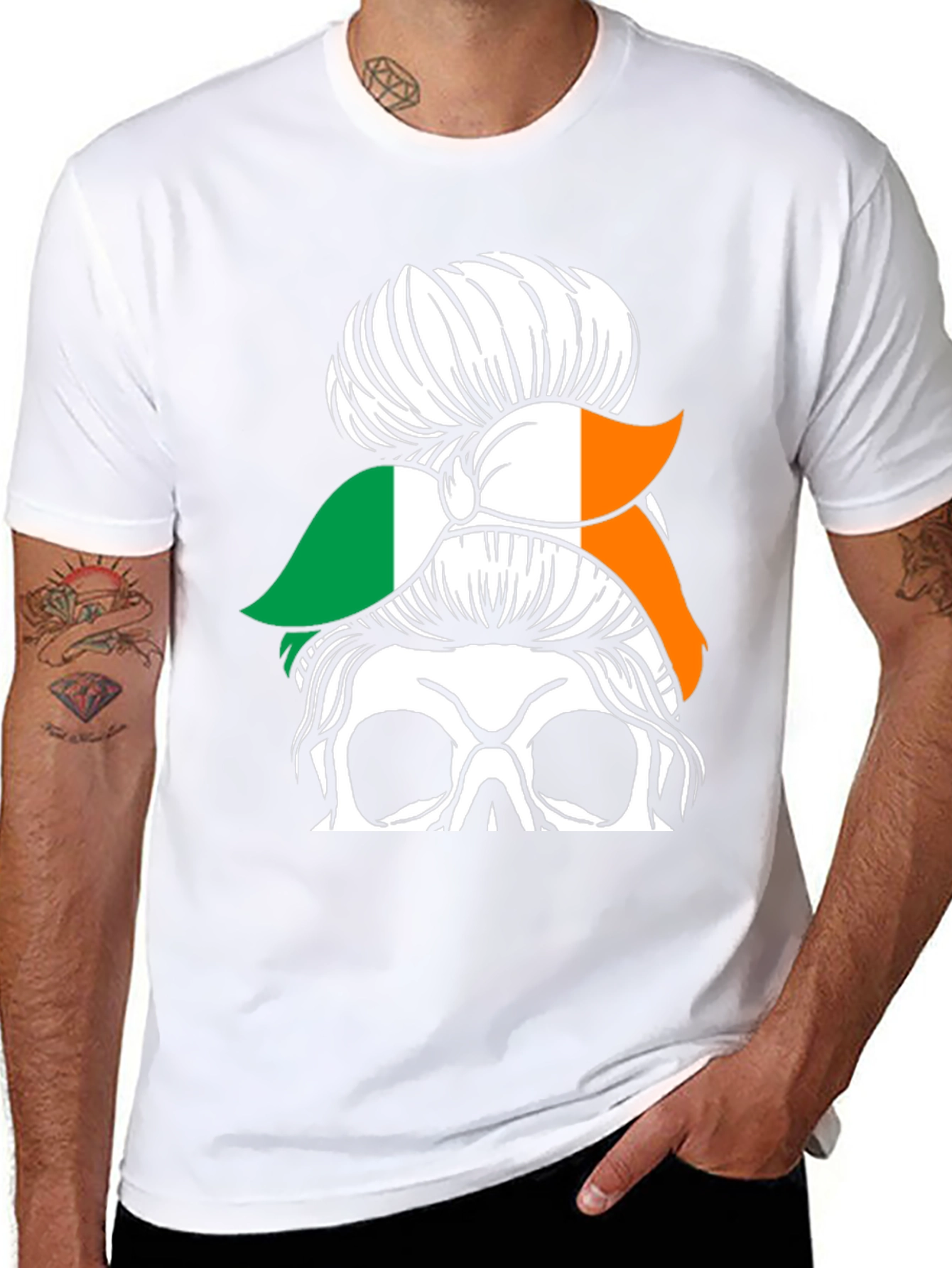 Irish Skull Messy Bun T-Shirt