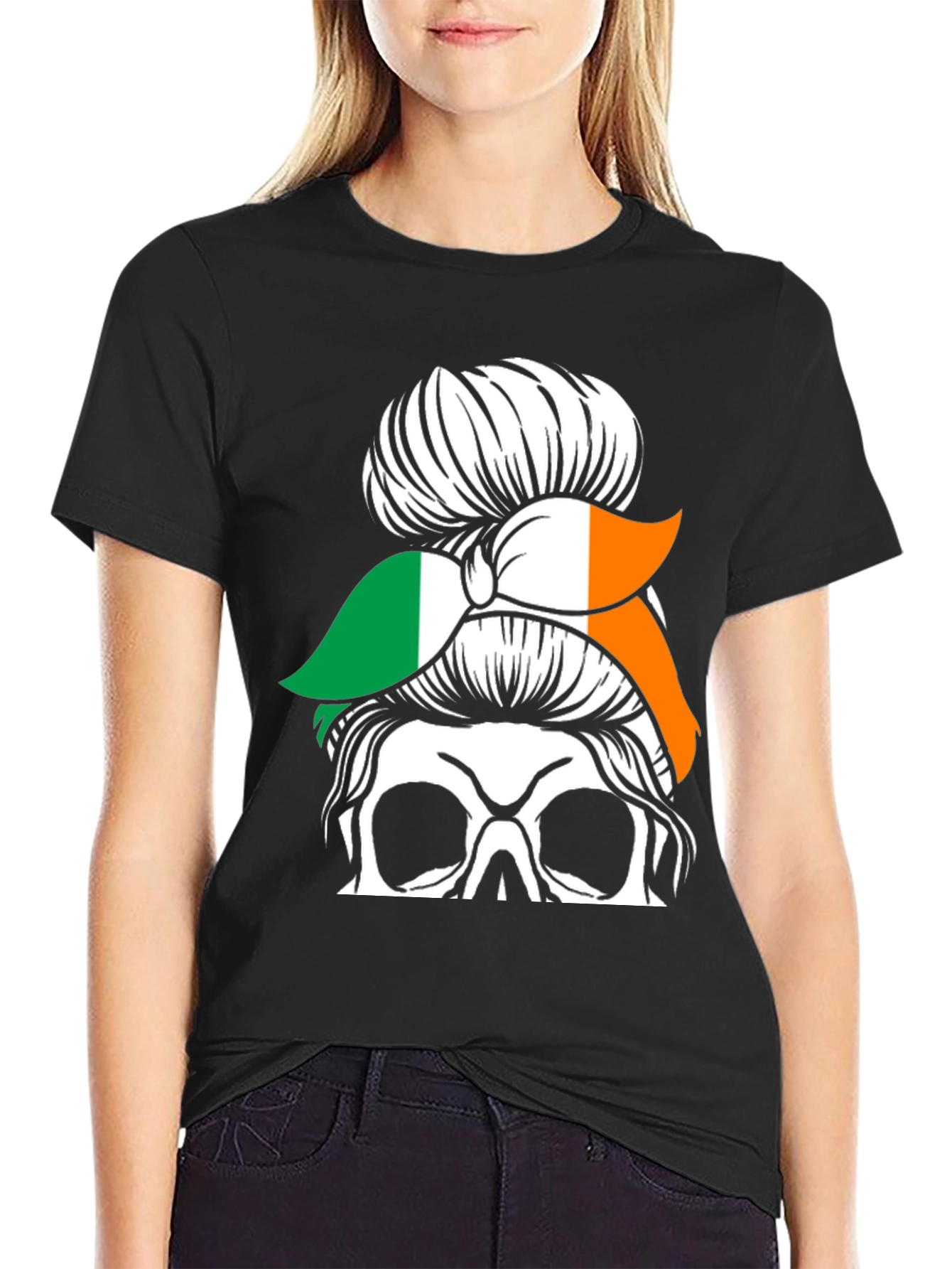 Irish Skull Messy Bun T-Shirt