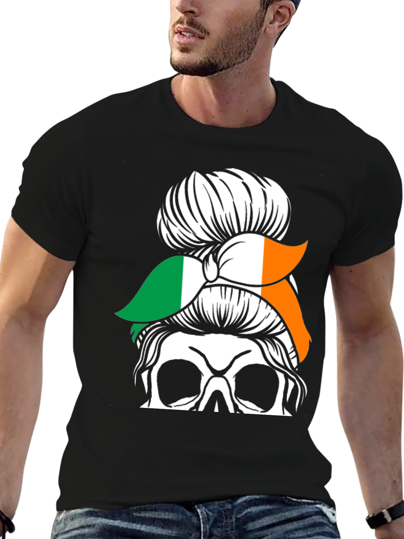 Irish Skull Messy Bun T-Shirt