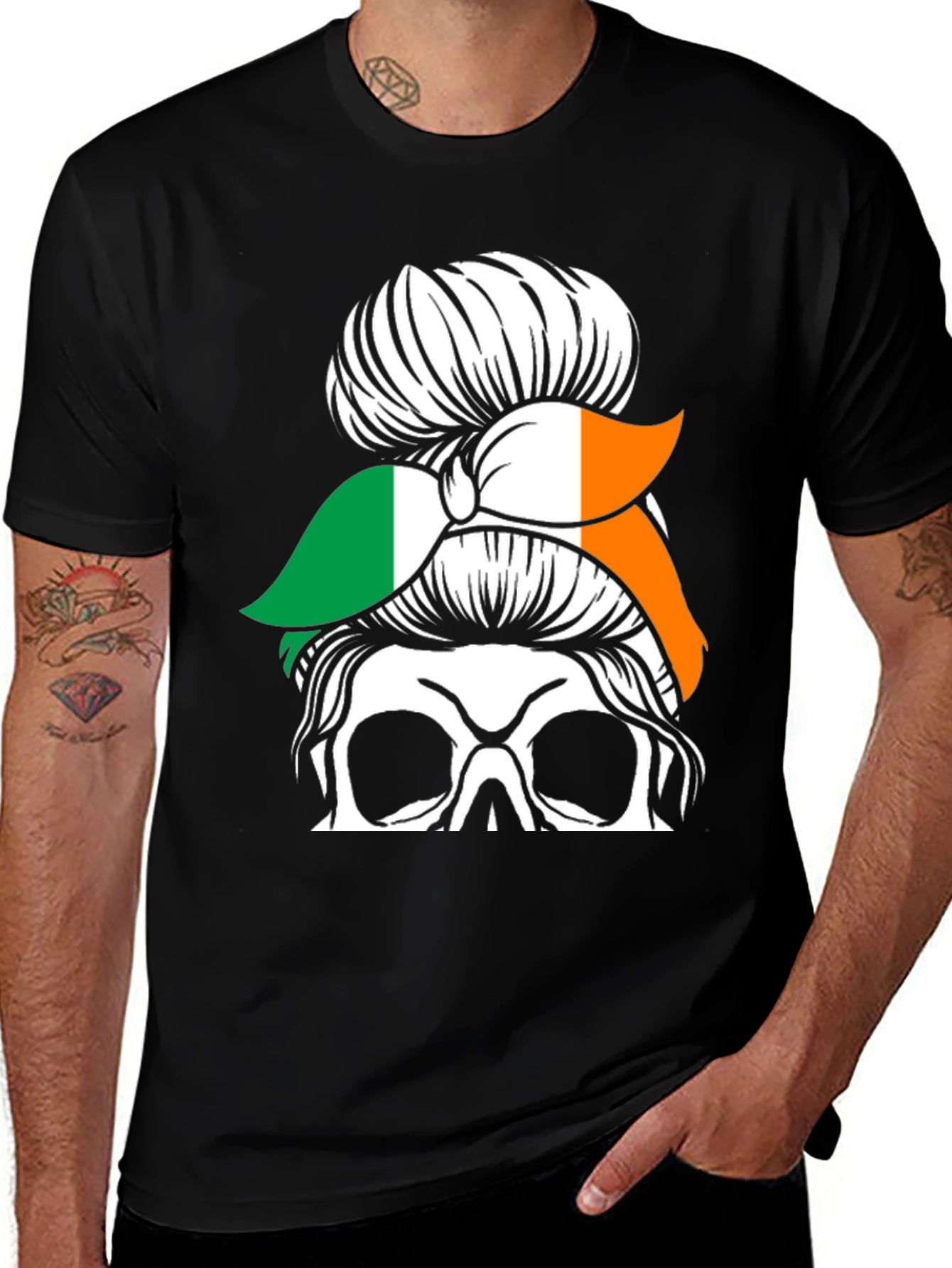 Irish Skull Messy Bun T-Shirt