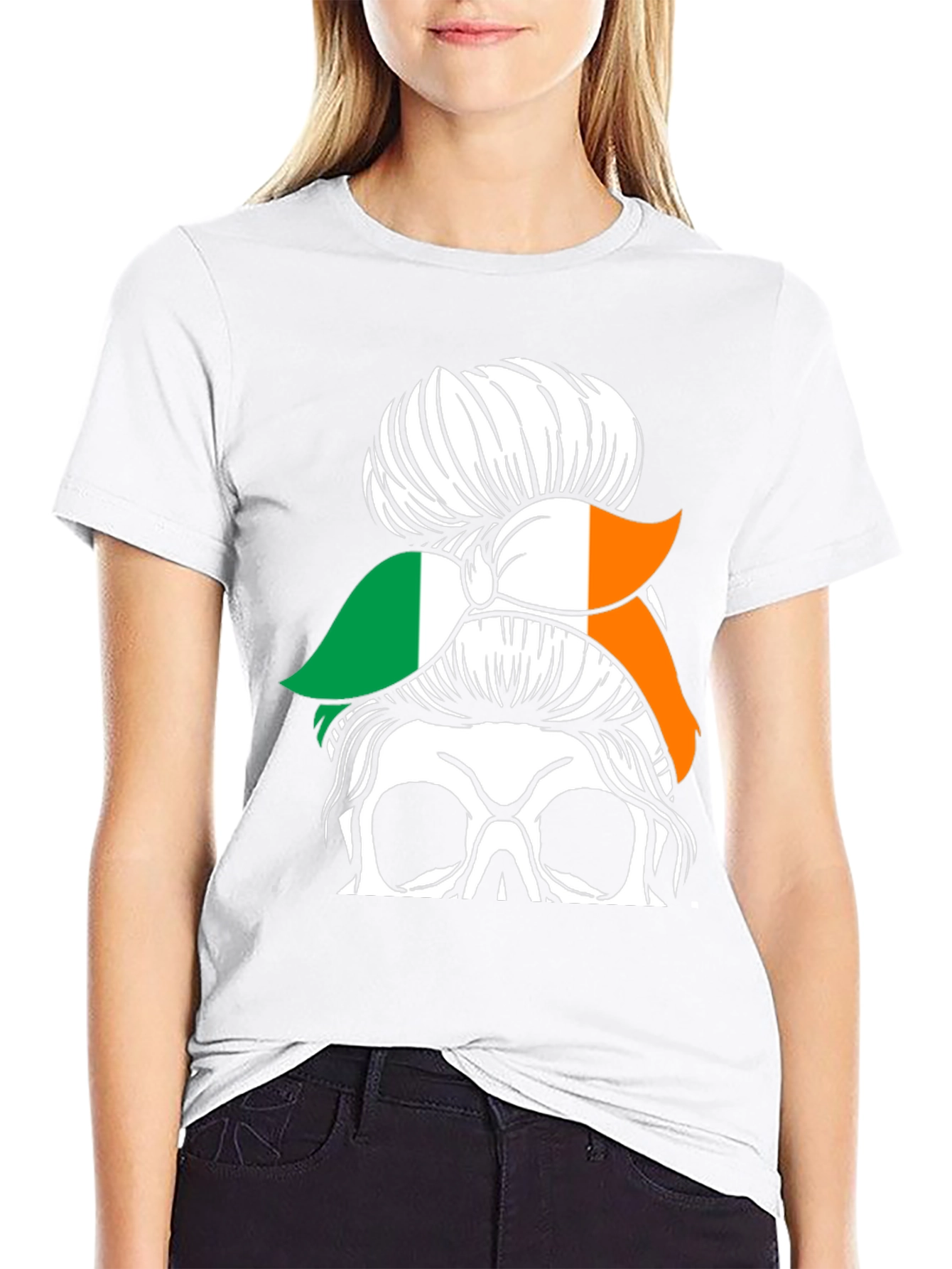 Irish Skull Messy Bun T-Shirt