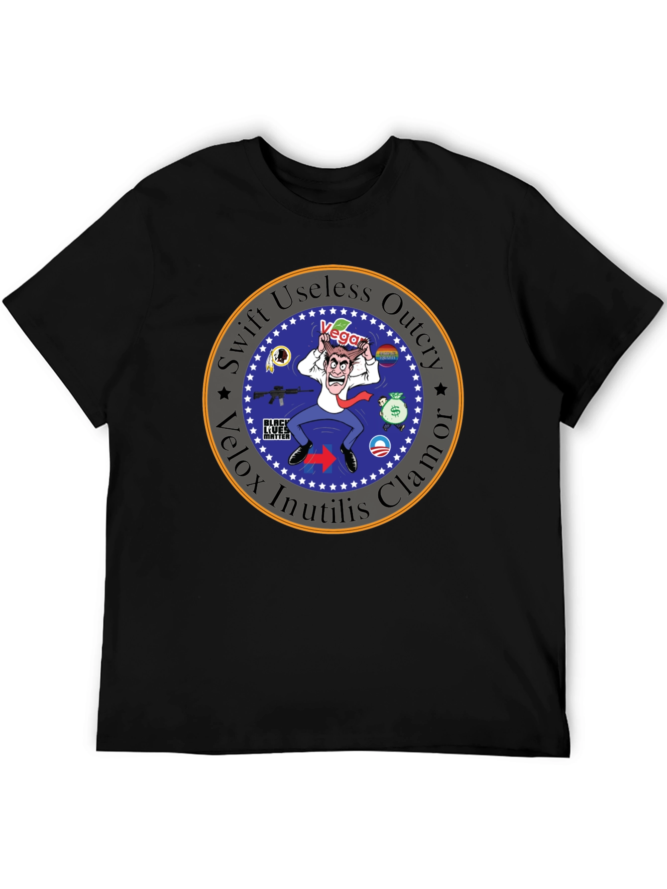 Satirical Political Humor T-Shirt - Swift Useless Outcry