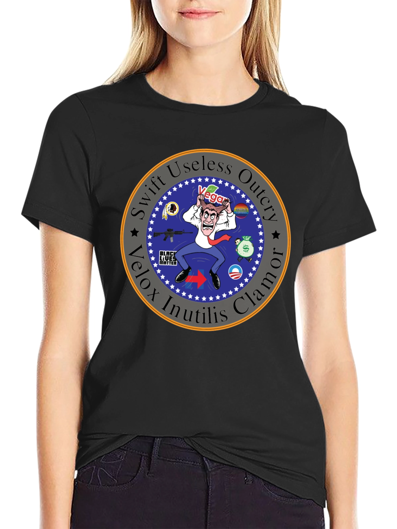 Satirical Political Humor T-Shirt - Swift Useless Outcry