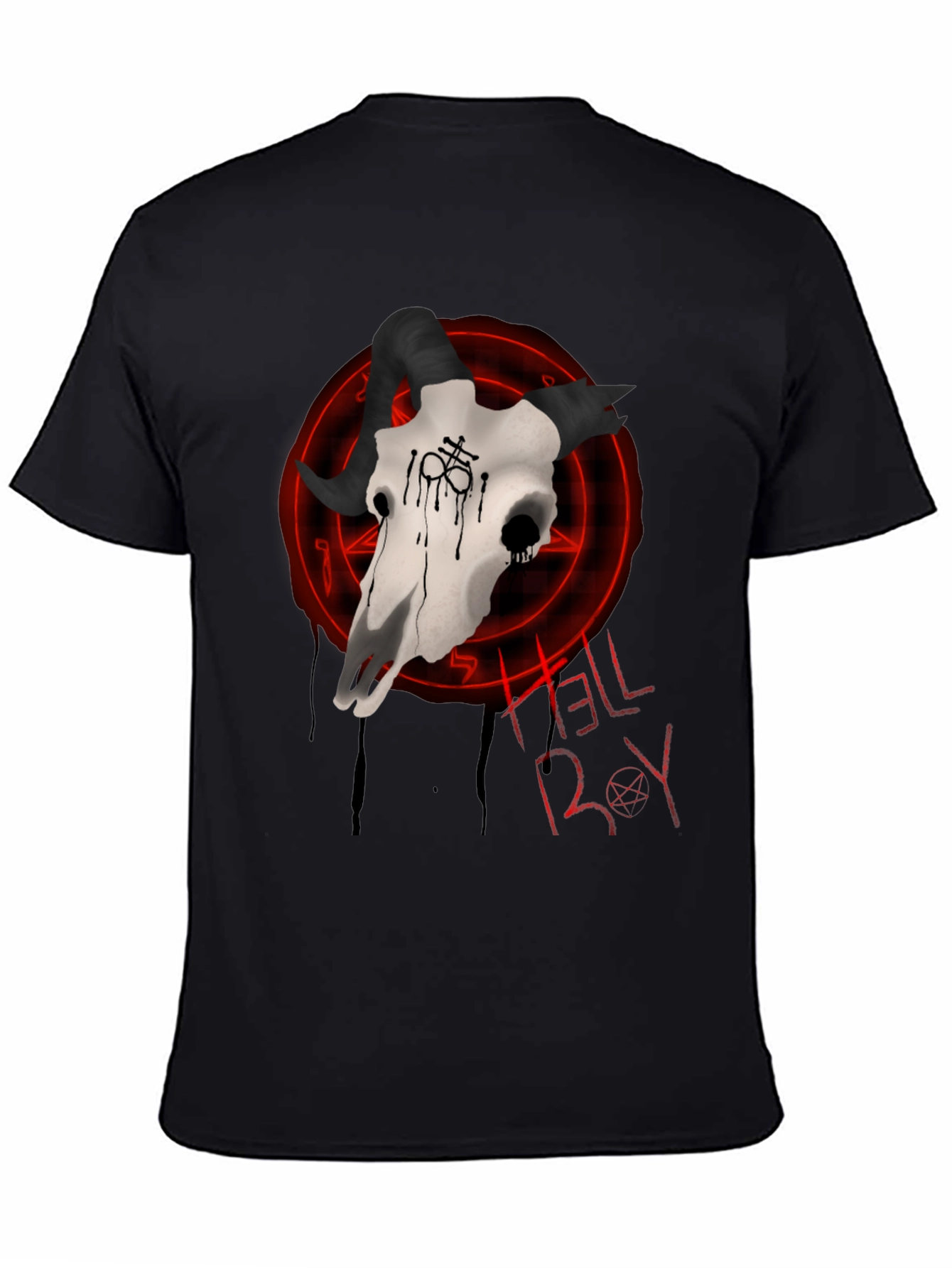 Hellboy Skull Graphic T-Shirt - Black