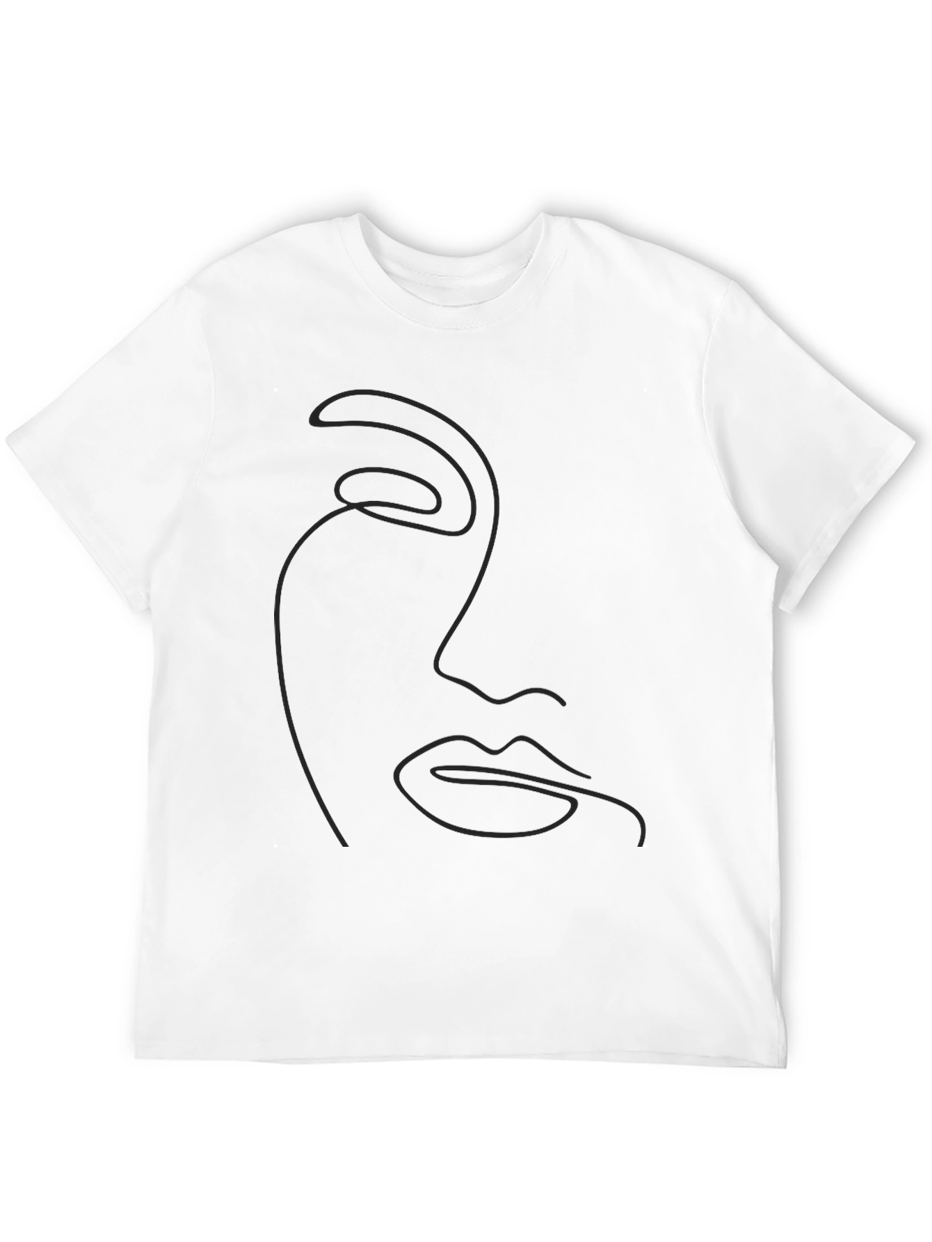 Minimalist Face Line Art Graphic Black T-Shirt
