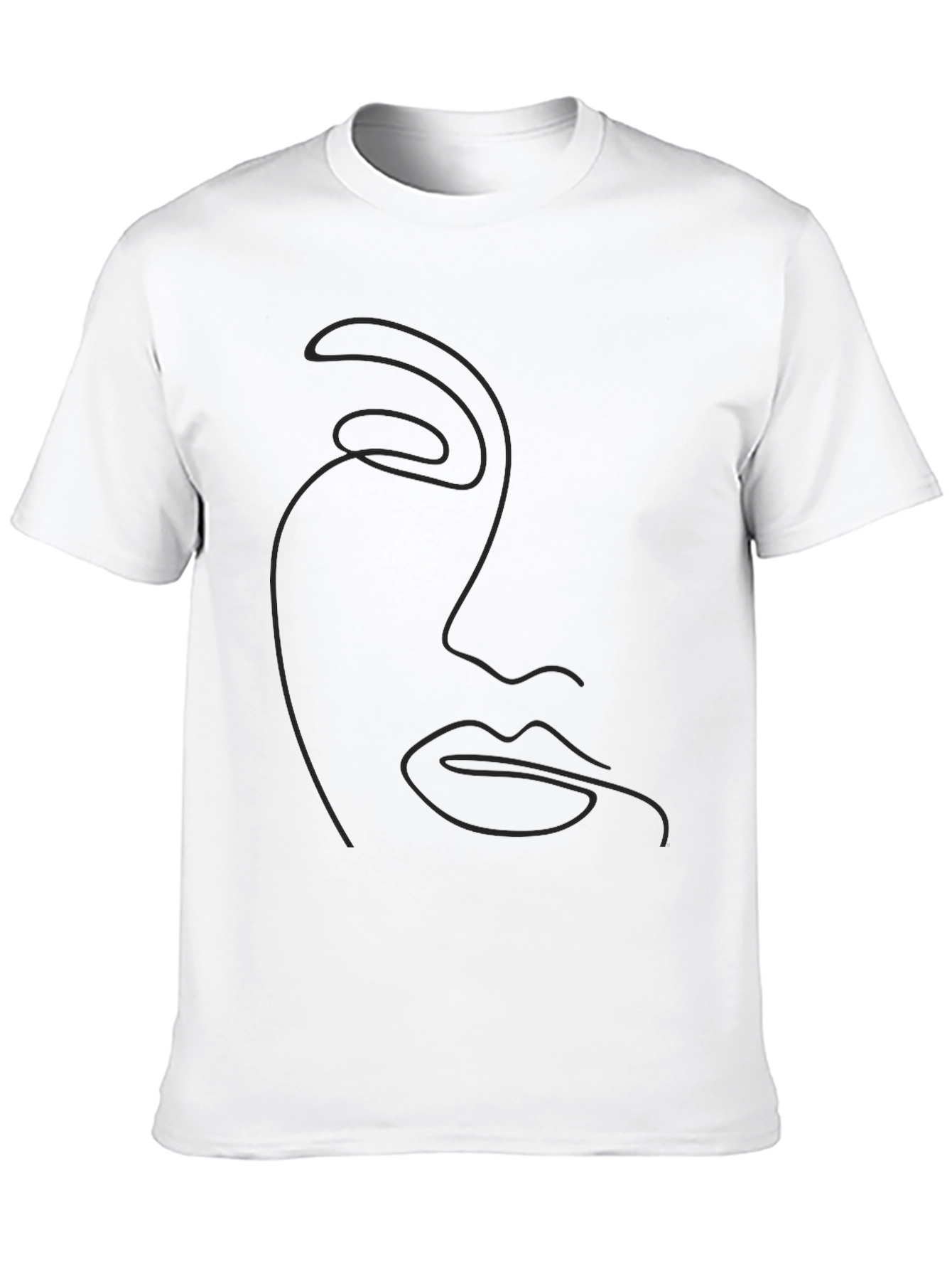 Minimalist Face Line Art Graphic Black T-Shirt