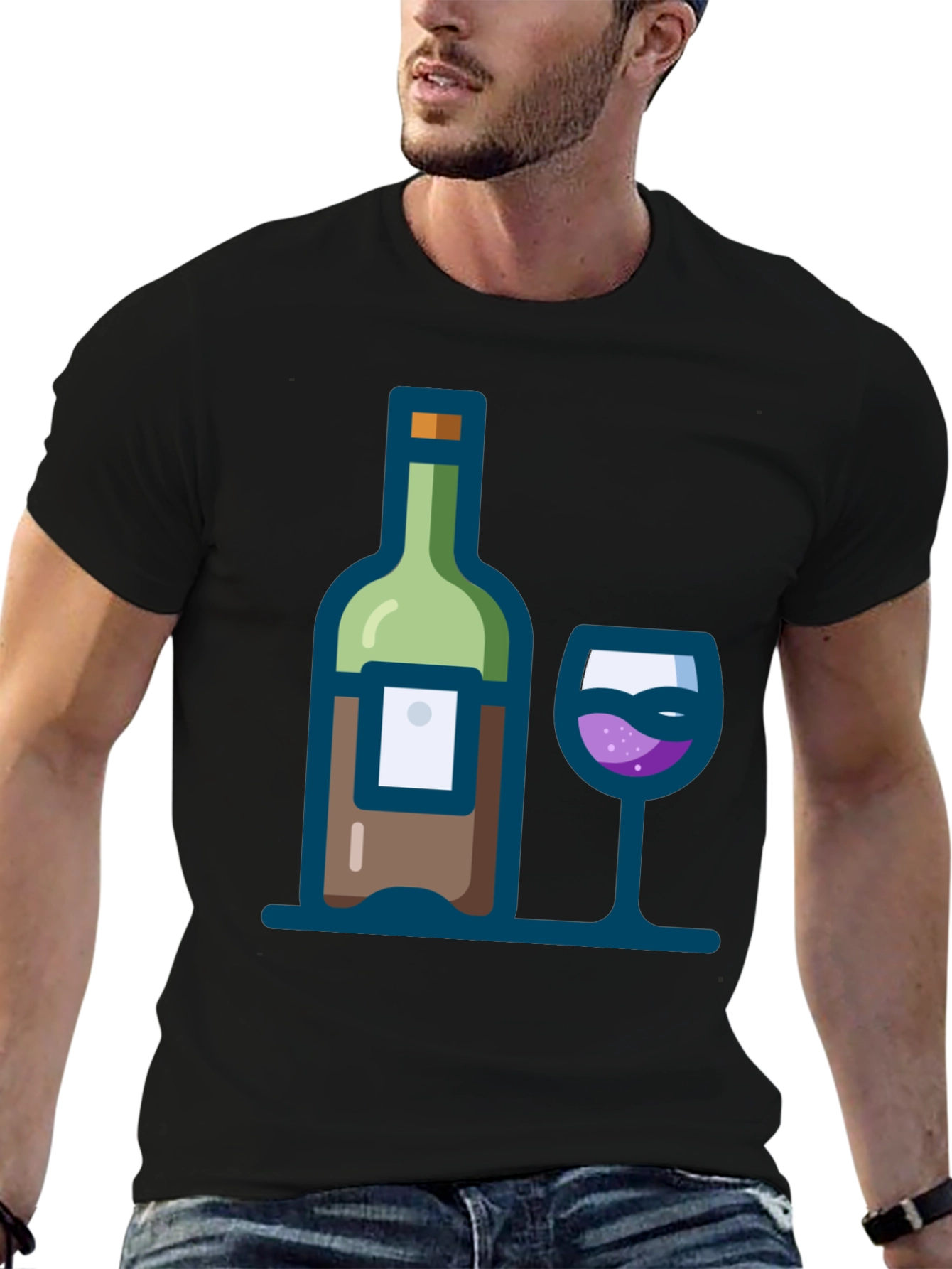 Wine Bottle and Glass Graphic Tee