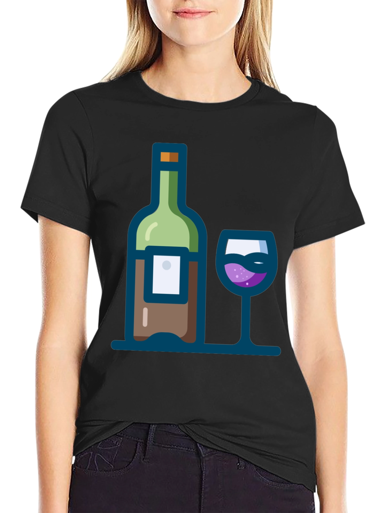 Wine Bottle and Glass Graphic Tee