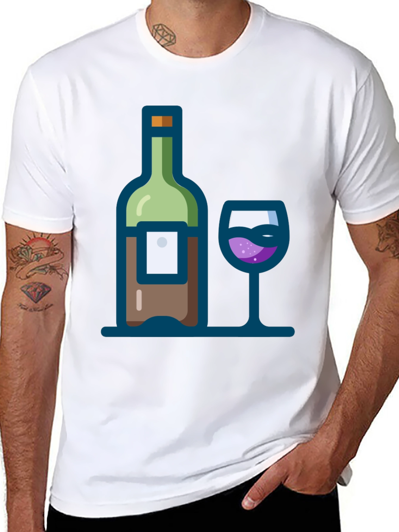 Wine Bottle and Glass Graphic Tee