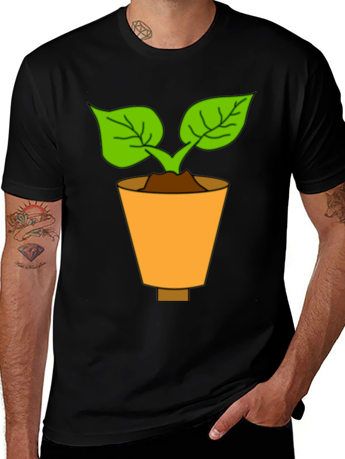 Plant in Pot T-Shirt - Unique Design Casual Wear