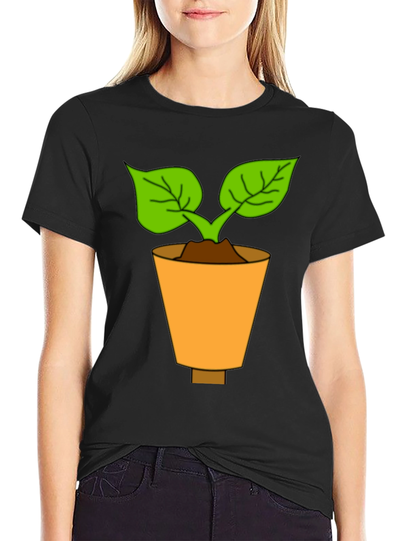 Plant in Pot T-Shirt - Unique Design Casual Wear