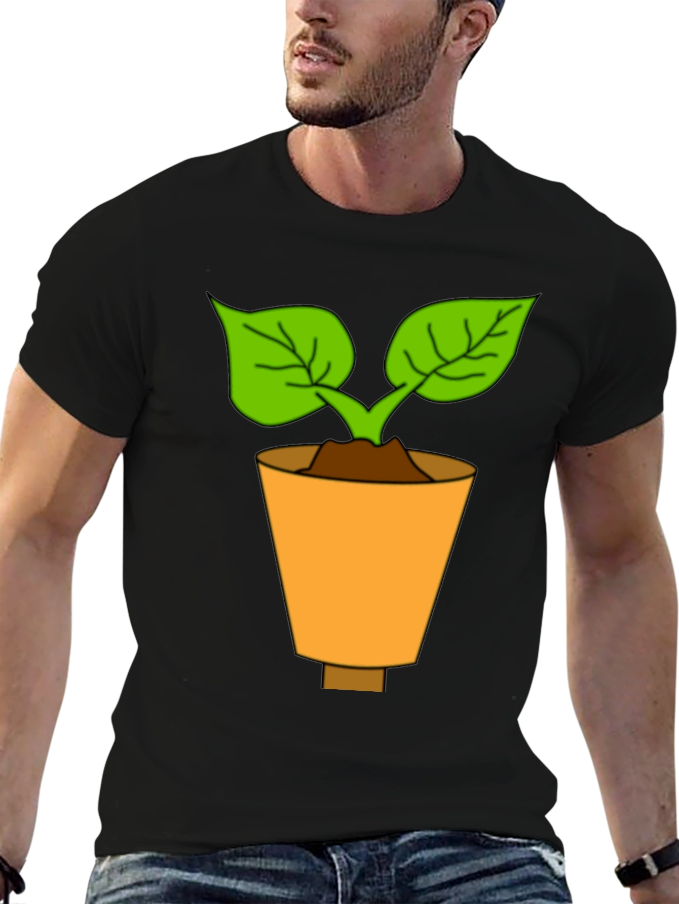 Plant in Pot T-Shirt - Unique Design Casual Wear