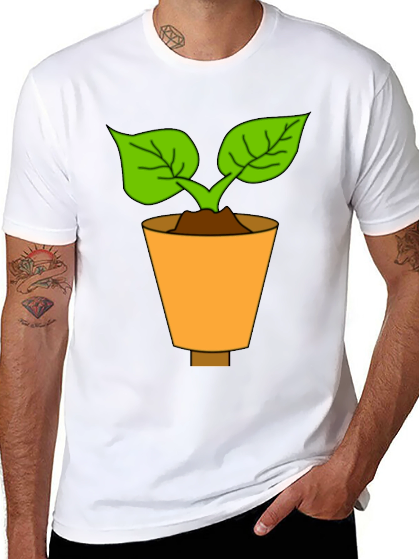 Plant in Pot T-Shirt - Unique Design Casual Wear