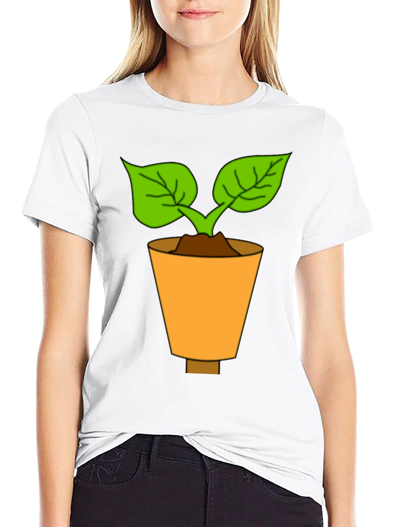 Plant in Pot T-Shirt - Unique Design Casual Wear