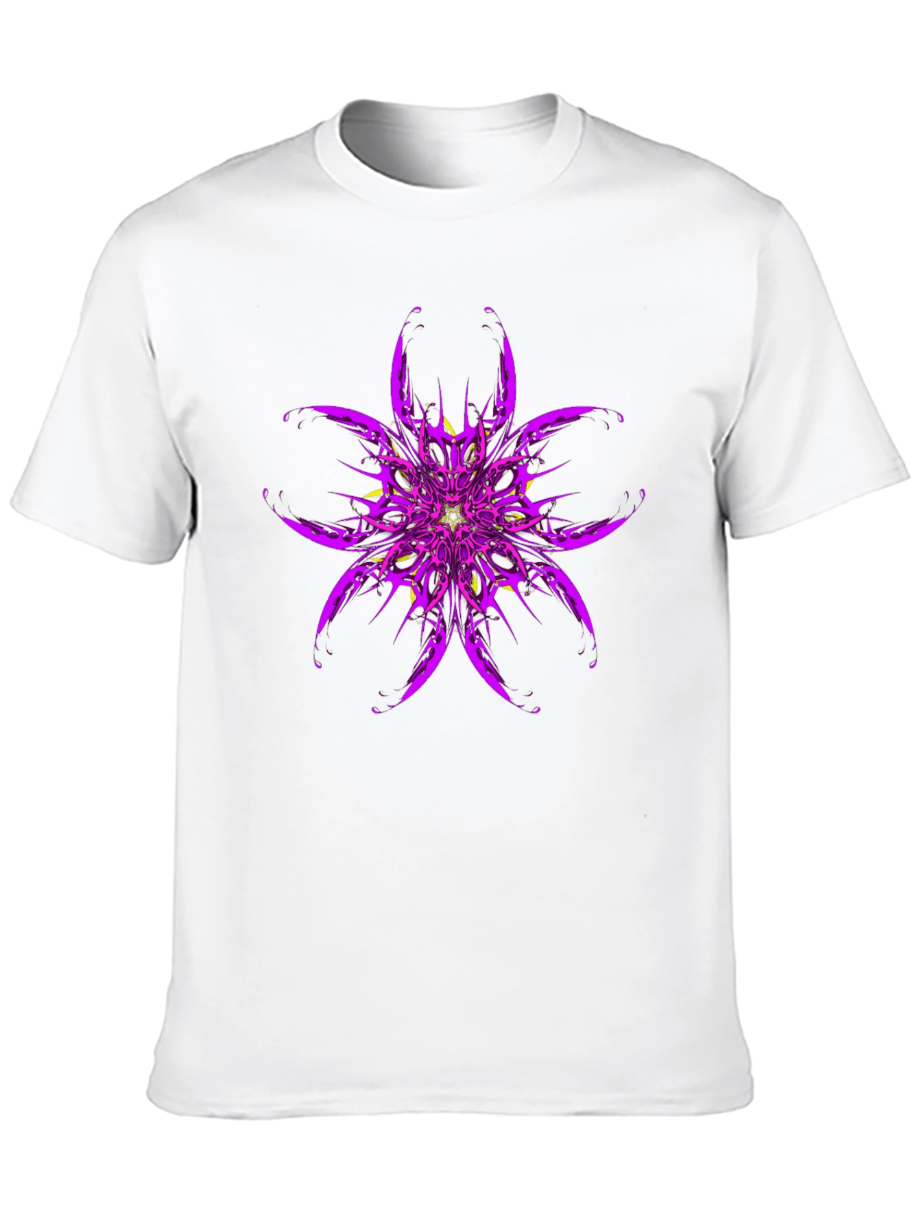 Purple Flower Graphic Print Black T-Shirt