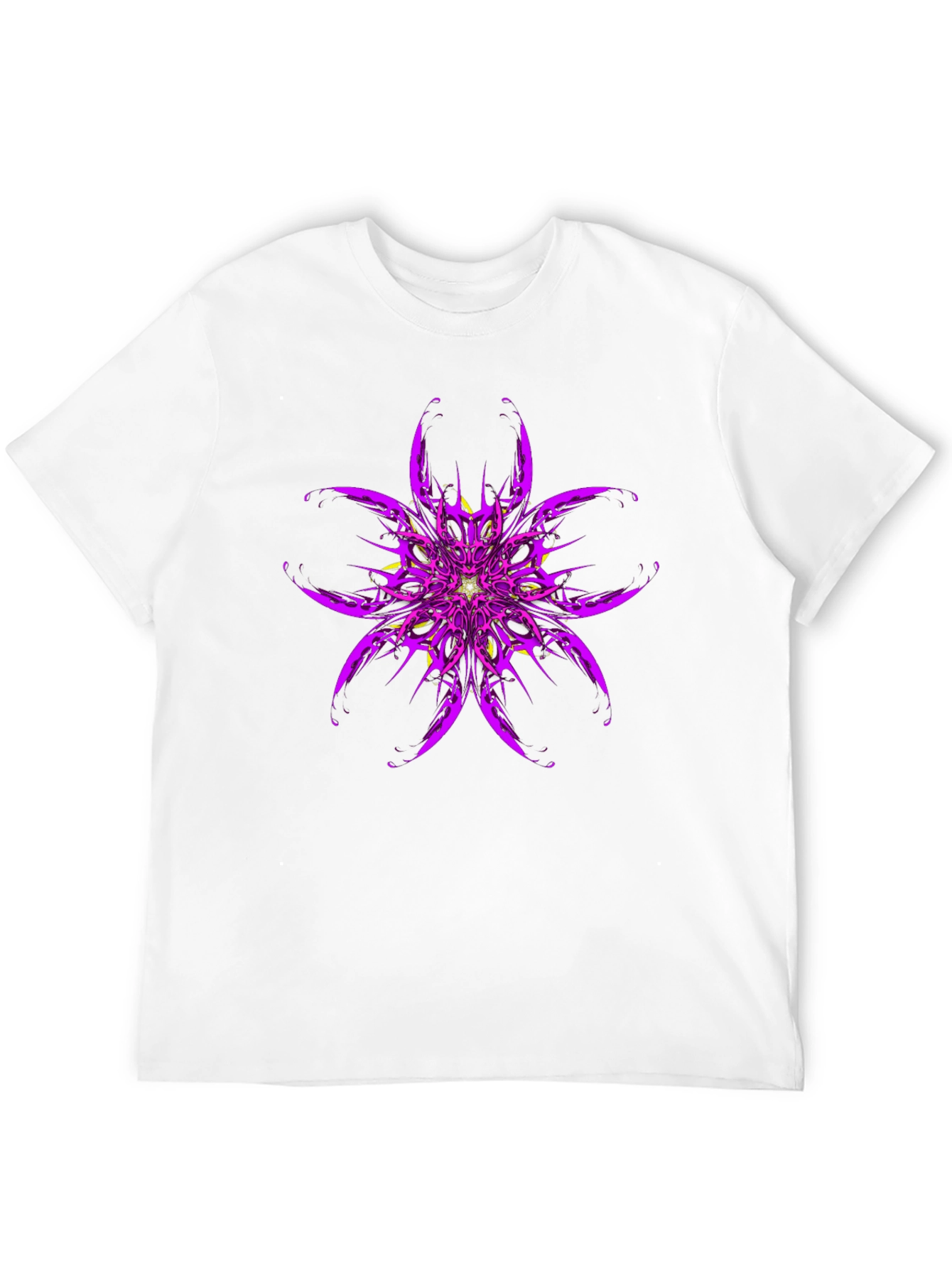 Purple Flower Graphic Print Black T-Shirt