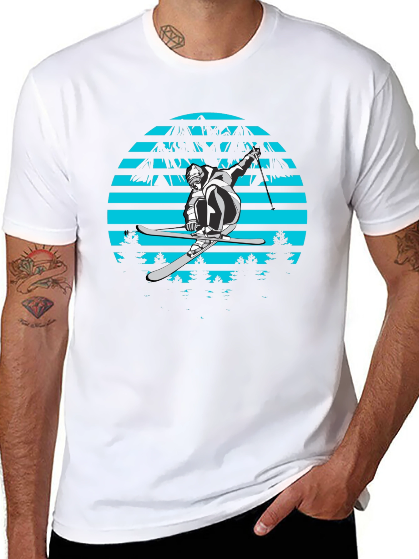 Retro Ski Jumper Graphic Tee - Black