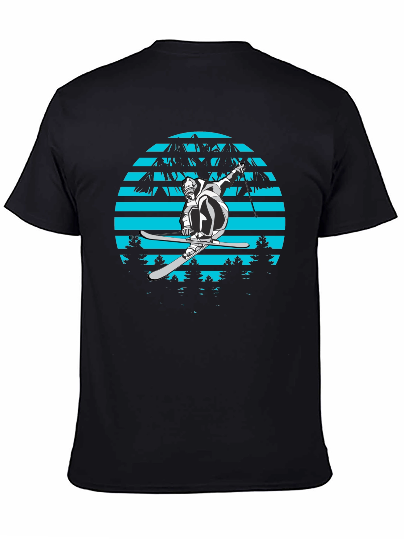 Retro Ski Jumper Graphic Tee - Black