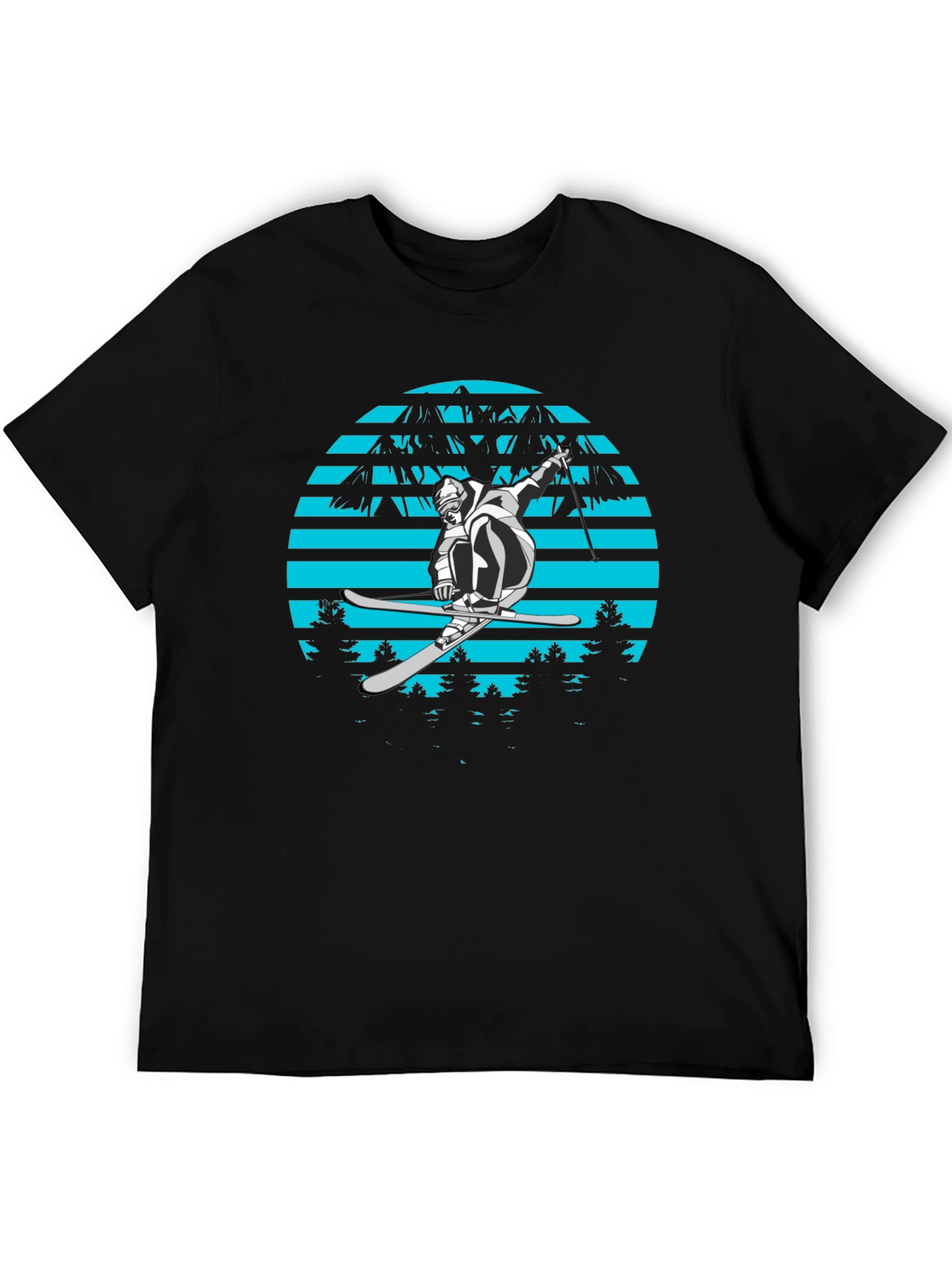 Retro Ski Jumper Graphic Tee - Black