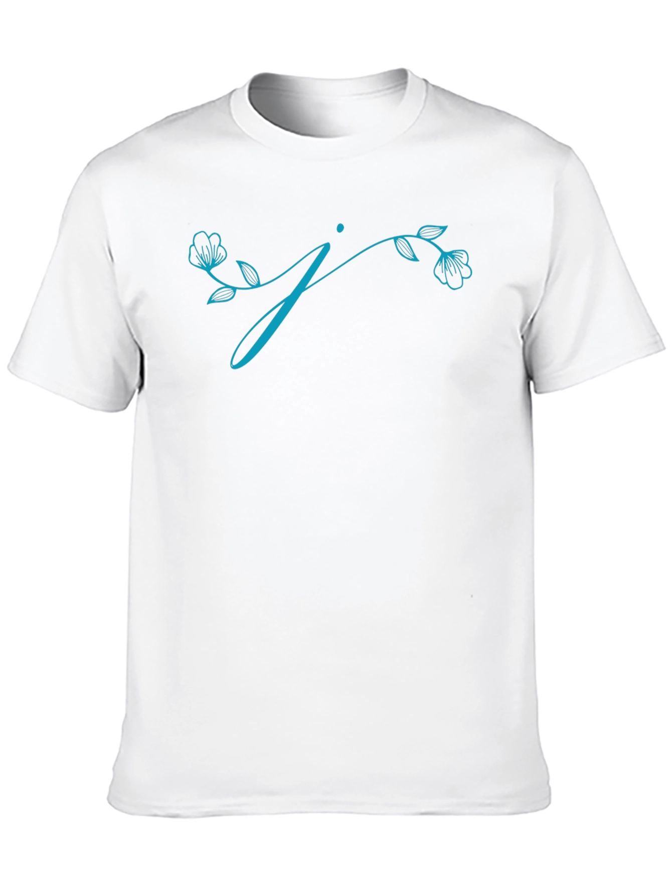 Floral Letter J Black T-Shirt