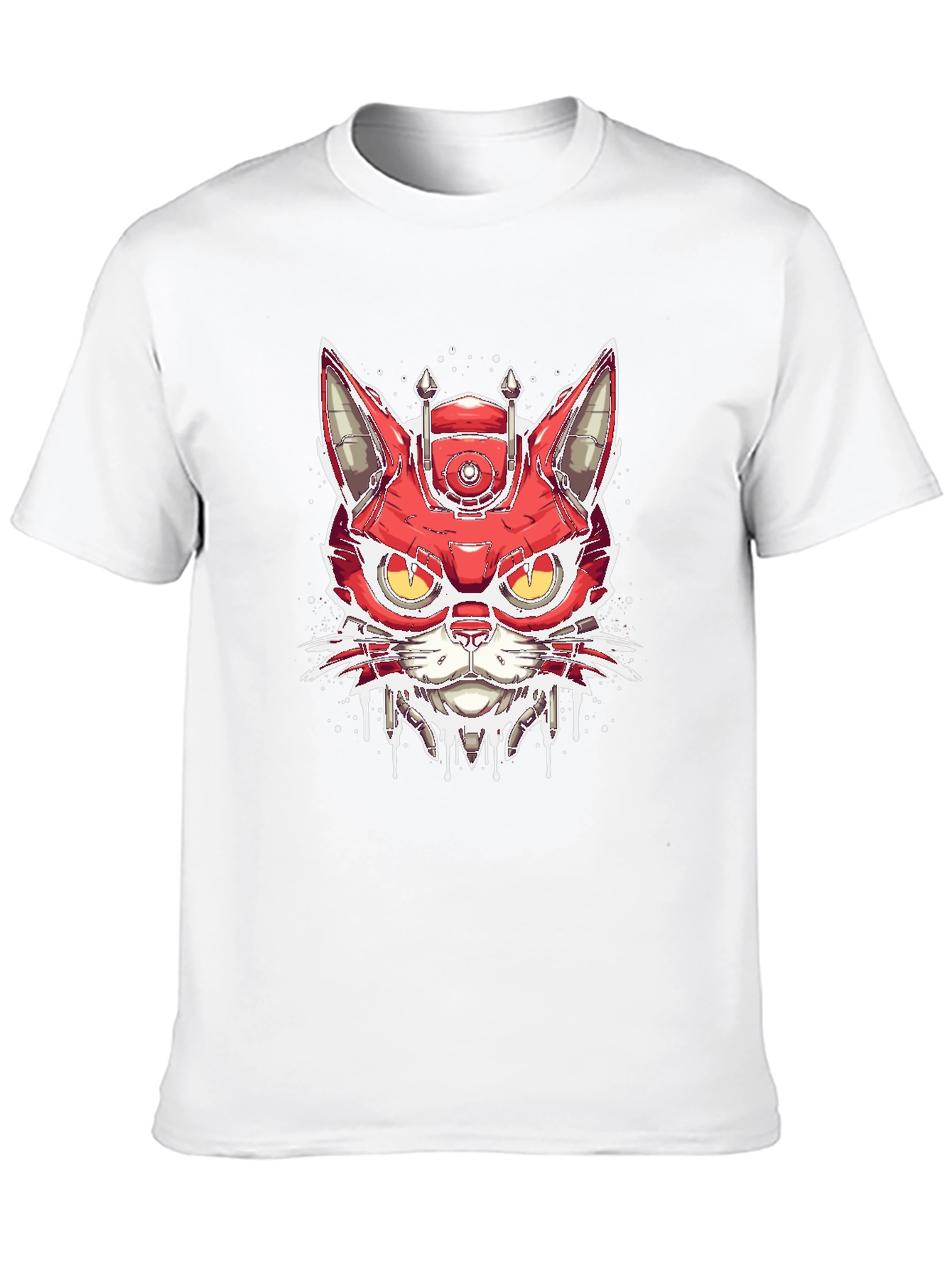 Cyberpunk Cat T-Shirt - Robotic Feline Design