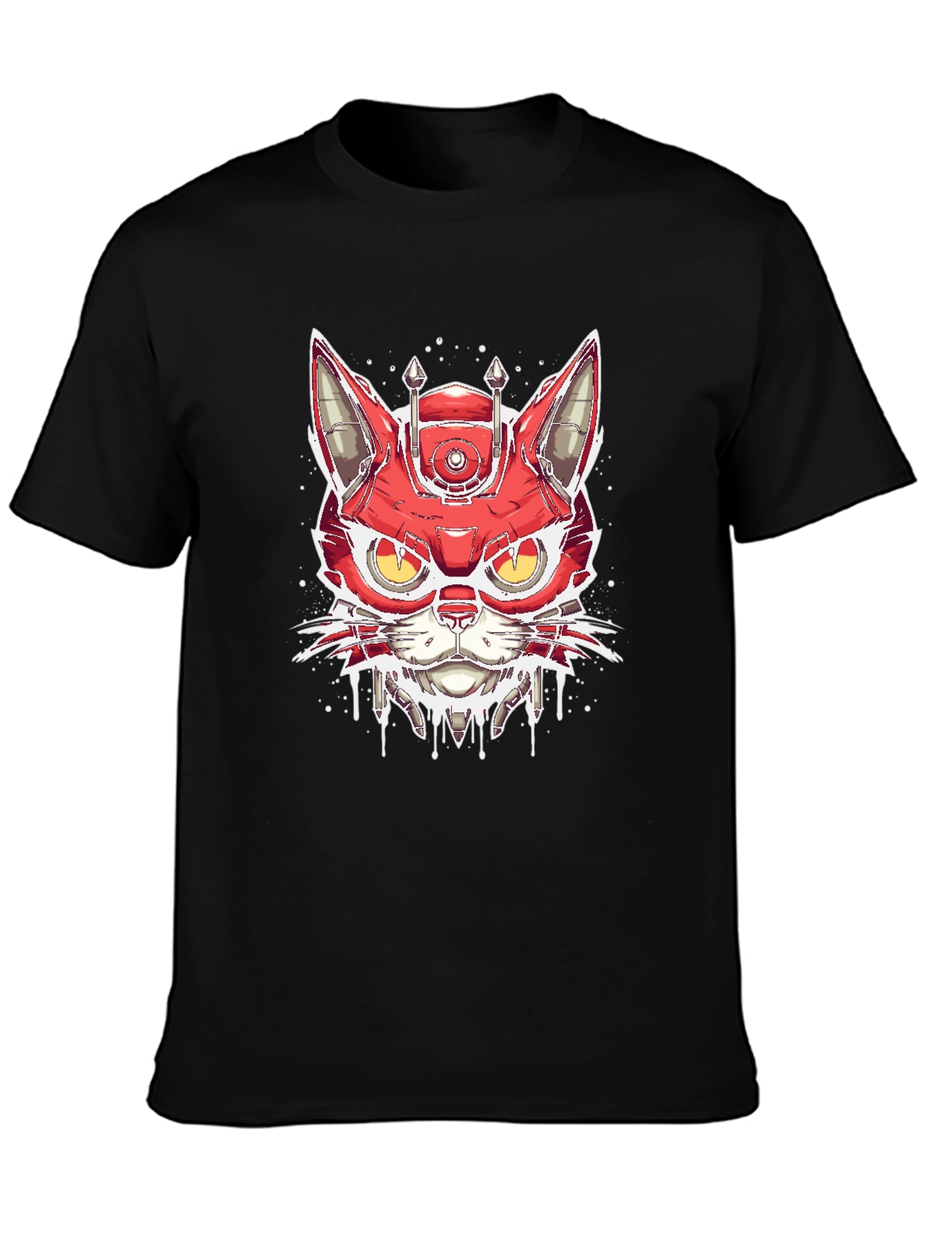 Cyberpunk Cat T-Shirt - Robotic Feline Design