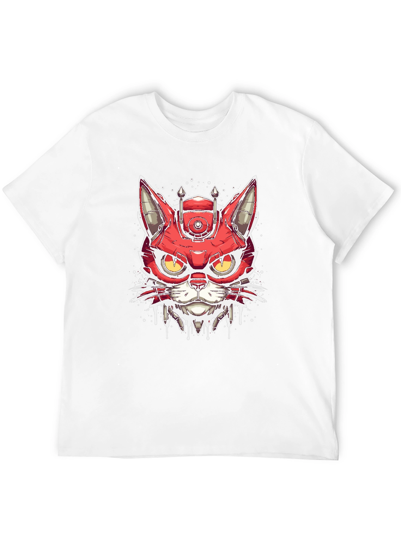 Cyberpunk Cat T-Shirt - Robotic Feline Design